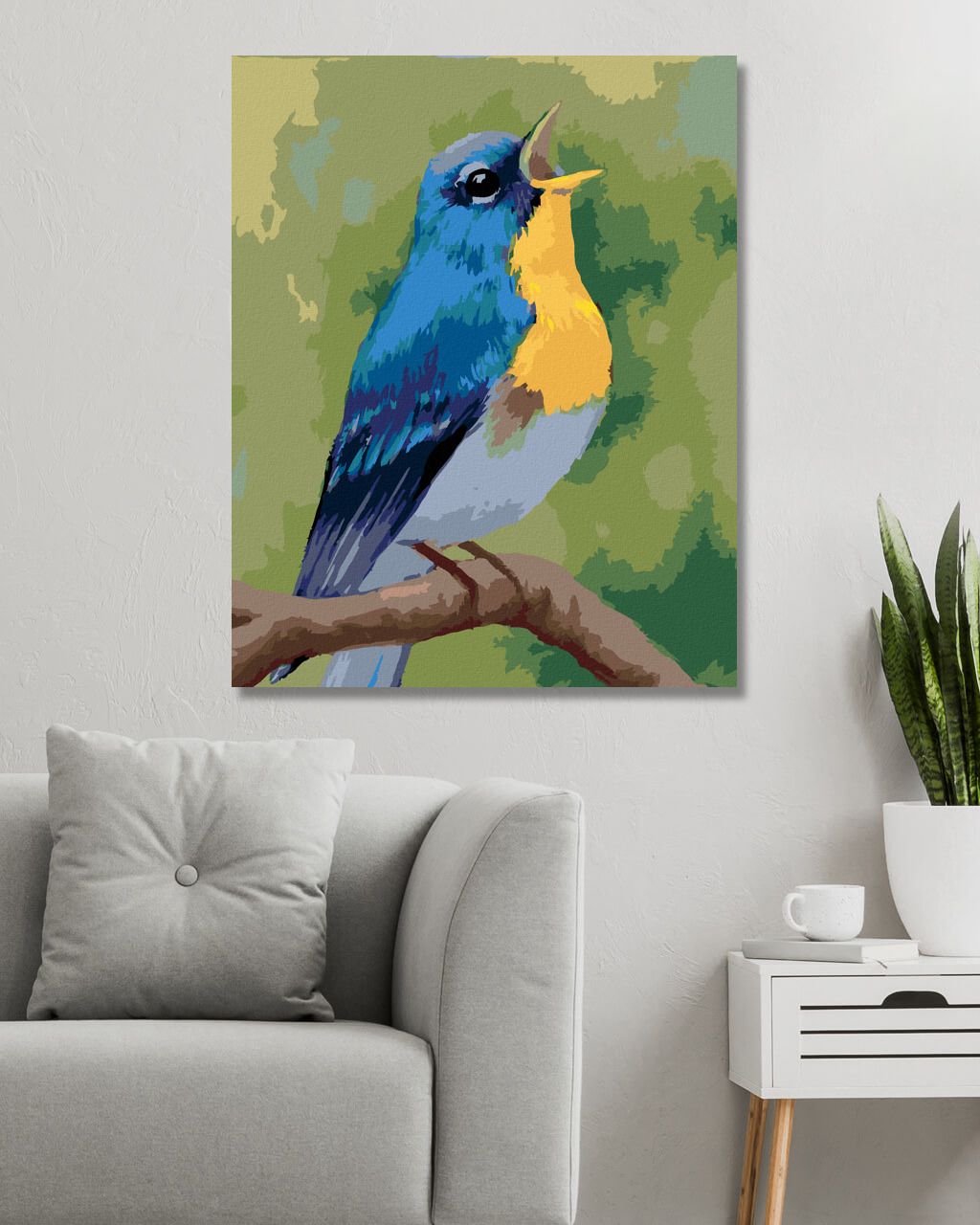 zuty Malování podle čísel - MODRÝ PTÁČEK (MYROSLAVA VOLOSCHUK) - Rozměr: 40x50 cm, Rámování: Varianta: vypnuté plátno na rám - obrázek 8