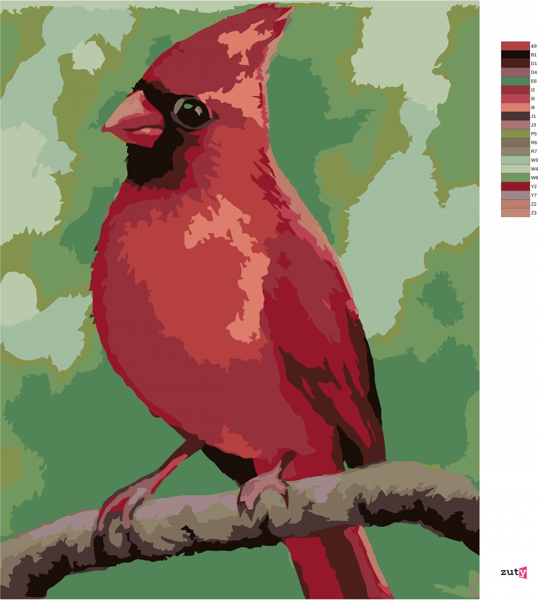 zuty Malování podle čísel - ČERVENÝ PTÁČEK (MYROSLAVA VOLOSCHUK) - Rozměr: 40x50 cm, Rámování: Varianta: bez rámu a bez vypnutí plátna - obrázek 4