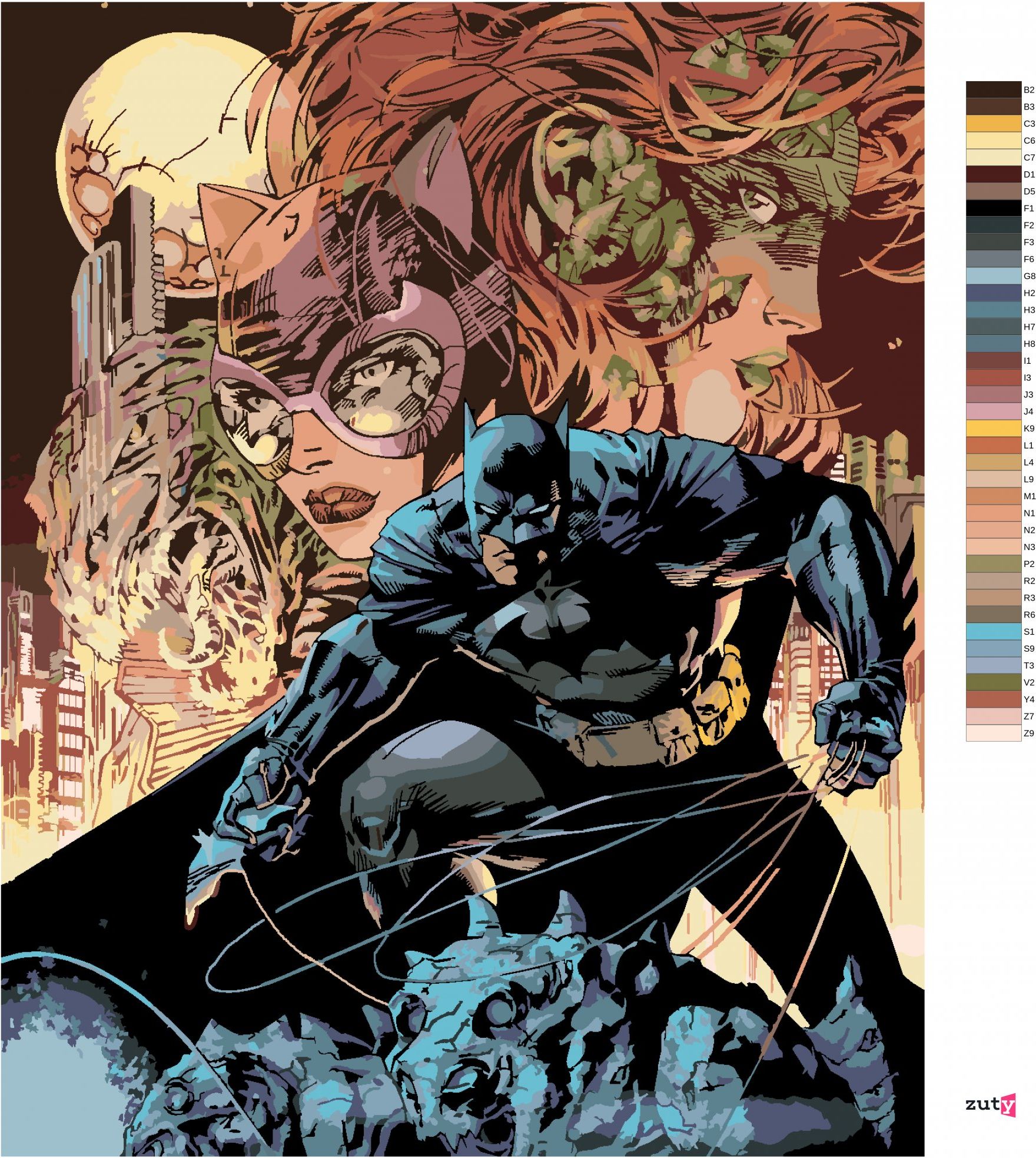 zuty Malování podle čísel - BATMAN, POISON IVY A CATWOMAN - Rozměr: 40x50 cm, Rámování: Varianta: bez rámu a bez vypnutí plátna - obrázek 5