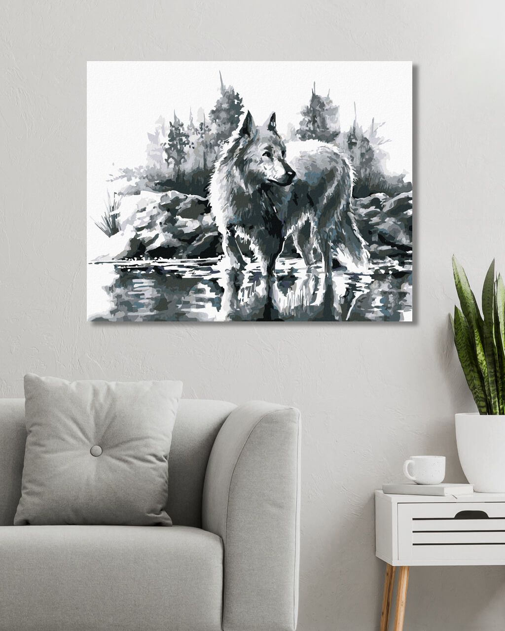 zuty Malování podle čísel - BÍLÝ VLK - Rozměr: 40x50 cm, Rámování: Varianta: vypnuté plátno na rám - obrázek 4