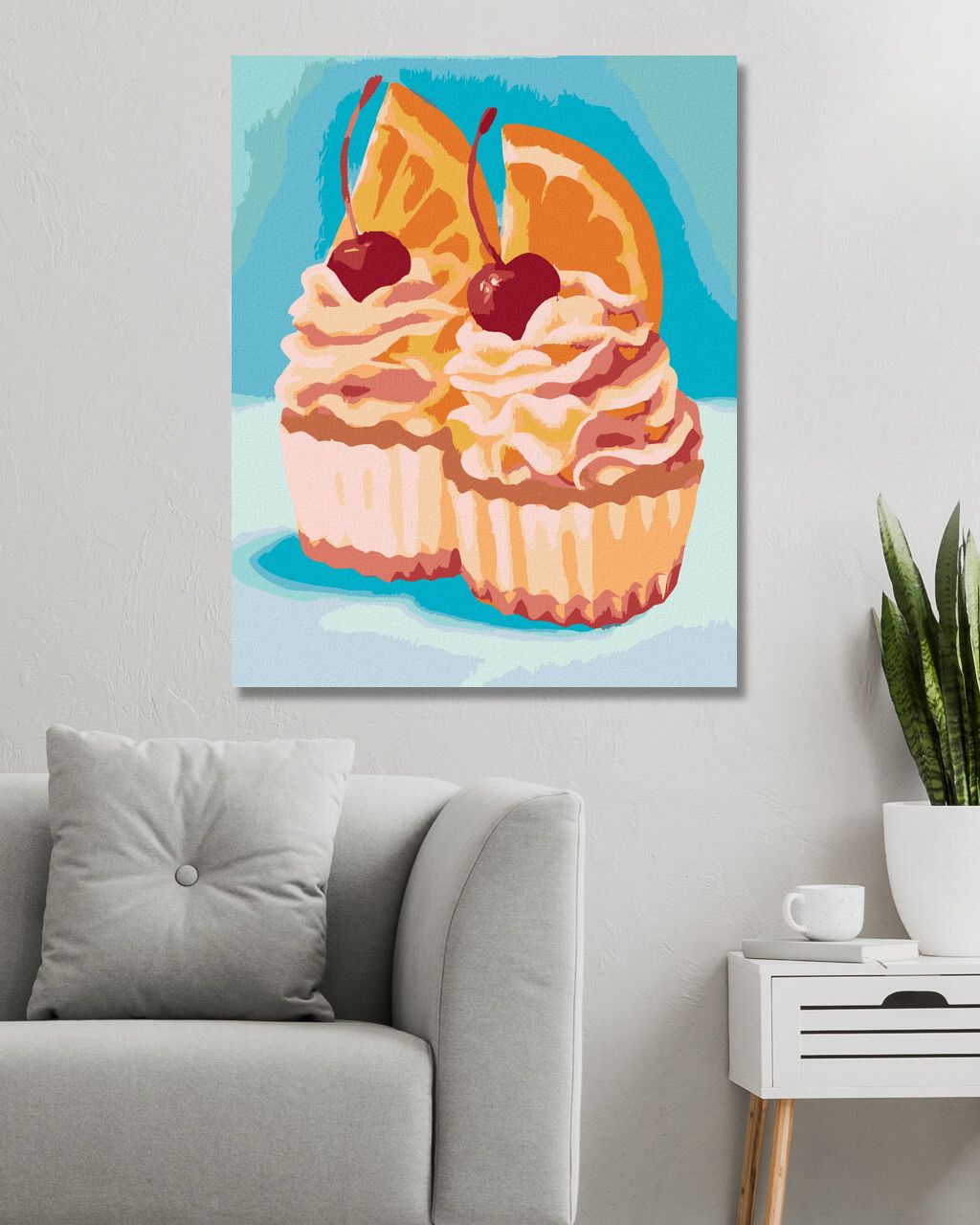 zuty Malování podle čísel - CUPCAKE S POMERANČEM A TŘEŠNÍ (MYROSLAVA VOLOSCHUK) - Rozměr: 40x50 cm, Rámování: Varianta: bez rámu a bez vypnutí plátna - obrázek 7
