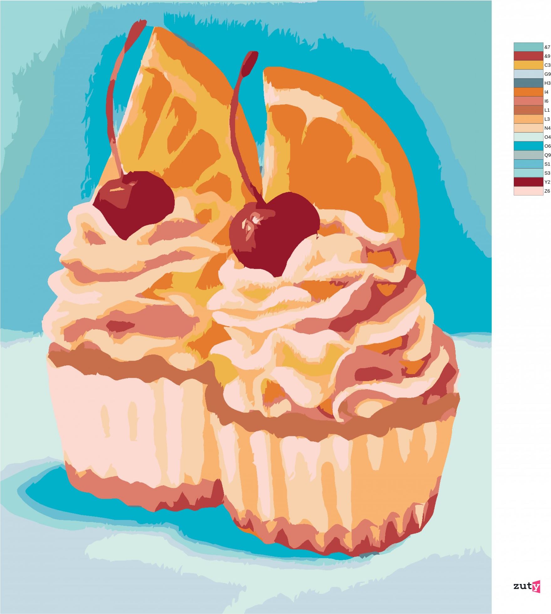 zuty Malování podle čísel - CUPCAKE S POMERANČEM A TŘEŠNÍ (MYROSLAVA VOLOSCHUK) - Rozměr: 40x50 cm, Rámování: Varianta: bez rámu a bez vypnutí plátna - obrázek 10