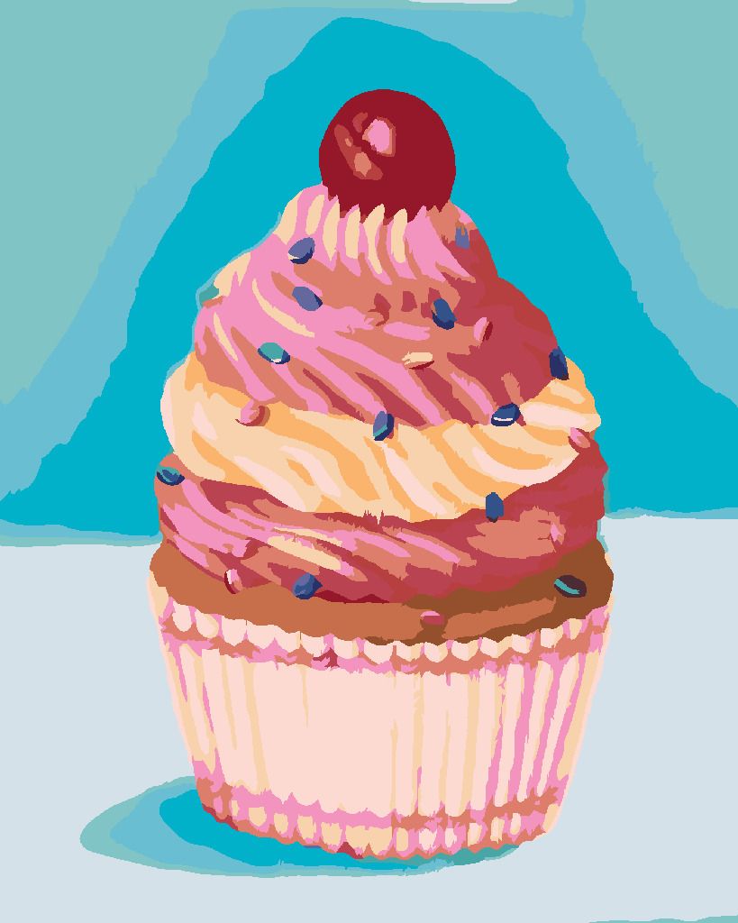 zuty Malování podle čísel - CUPCAKE S RŮŽOVÝM KRÉMEM (MYROSLAVA VOLOSCHUK) - Rozměr: 40x50 cm, Rámování: Varianta: bez rámu a bez vypnutí plátna - obrázek 7