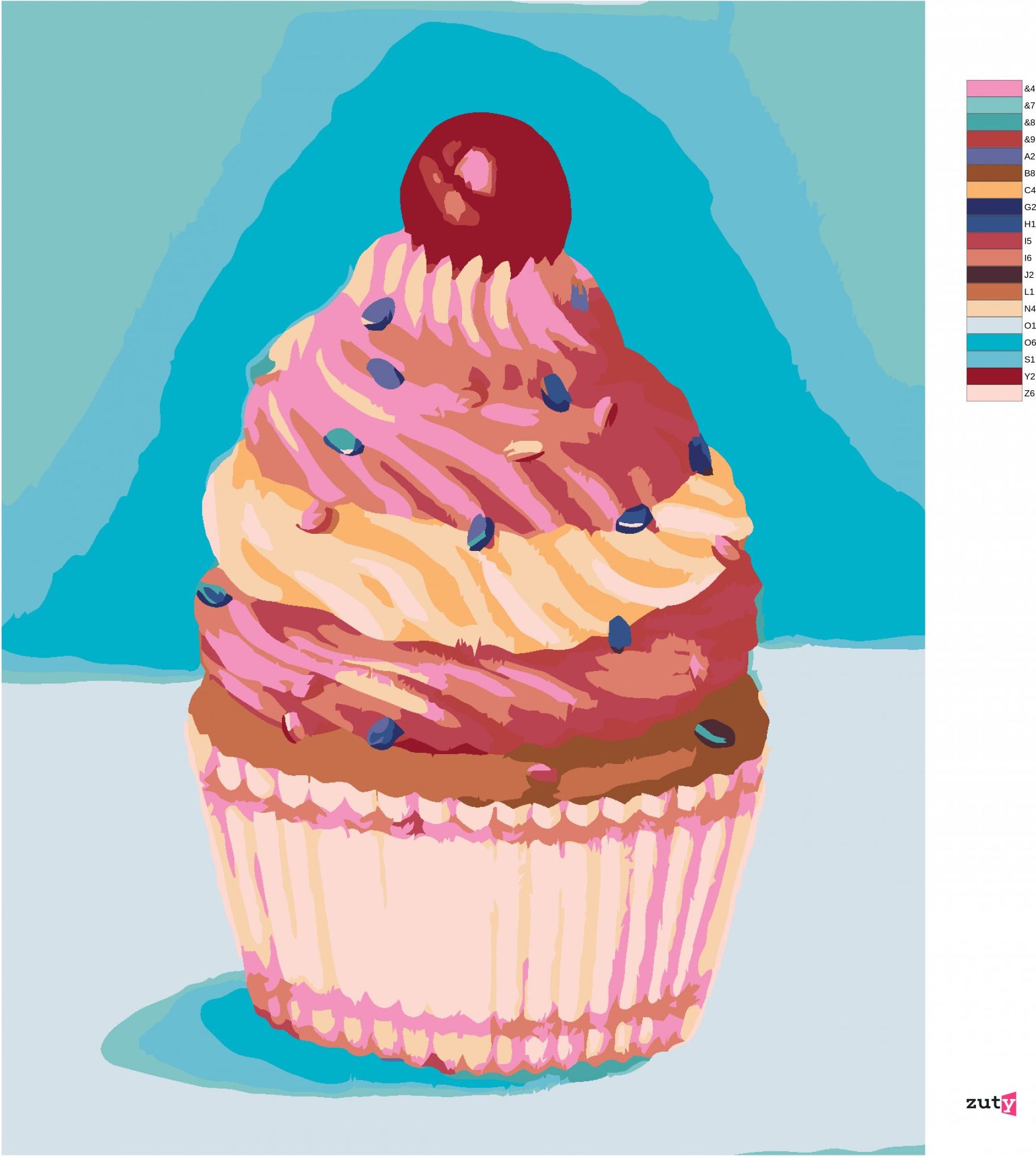 zuty Malování podle čísel - CUPCAKE S RŮŽOVÝM KRÉMEM (MYROSLAVA VOLOSCHUK) - Rozměr: 40x50 cm, Rámování: Varianta: bez rámu a bez vypnutí plátna - obrázek 8