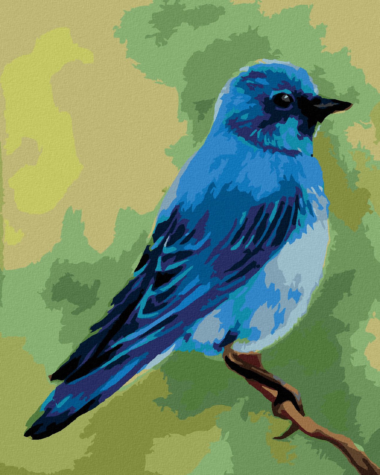 zuty Malování podle čísel - MODRÝ PTÁČEK 2 (MYROSLAVA VOLOSCHUK) - Rozměr: 40x50 cm, Rámování: Varianta: bez rámu a bez vypnutí plátna - obrázek 1