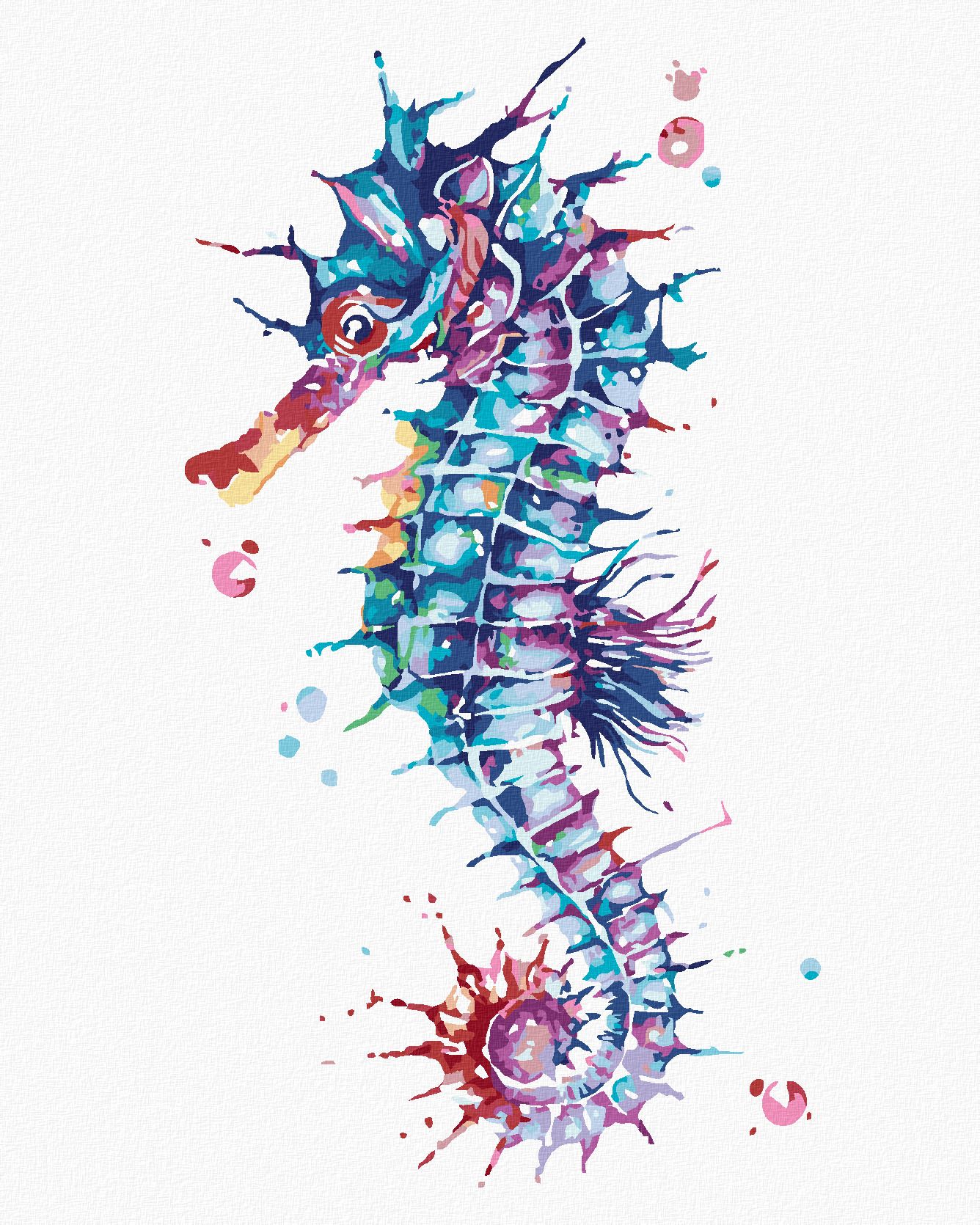 zuty Malování podle čísel - BAREVNÝ MOŘSKÝ KONÍK - Rozměr: 40x50 cm, Rámování: Varianta: bez rámu a bez vypnutí plátna - obrázek 1