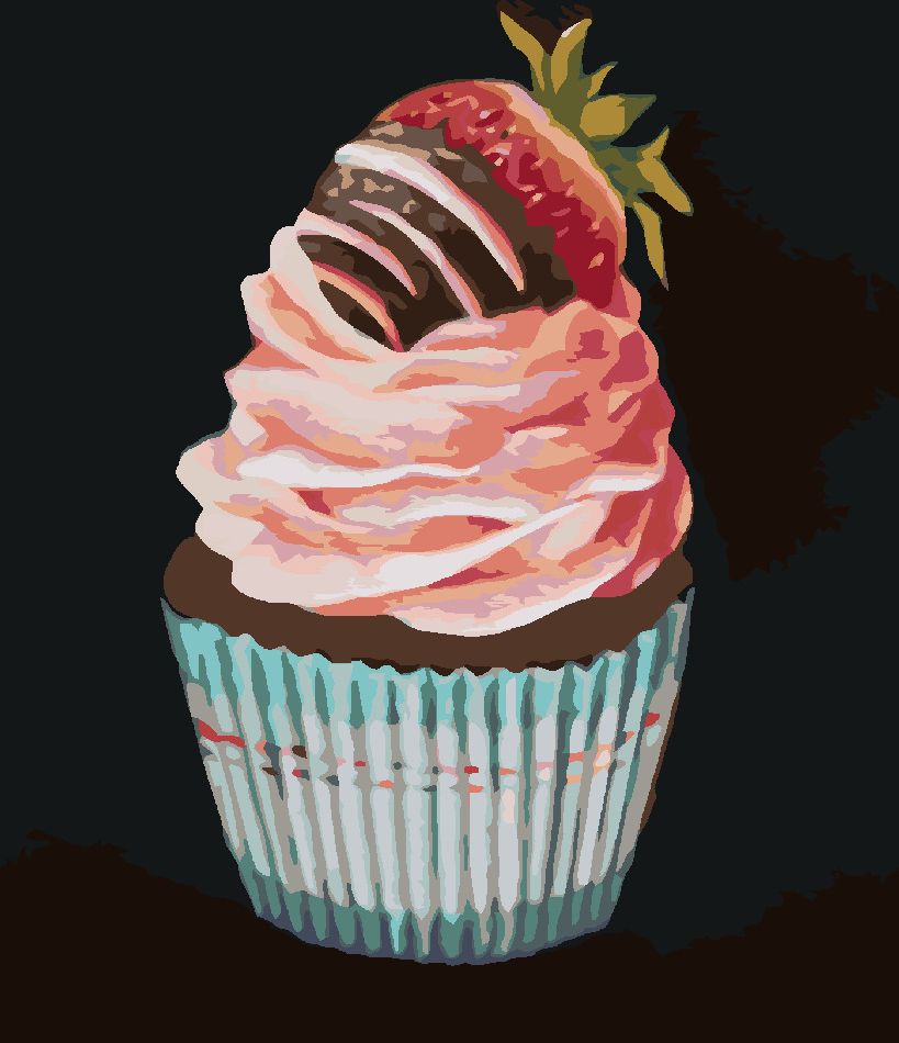 zuty Malování podle čísel - CUPCAKE S JAHODOU (MYROSLAVA VOLOSCHUK) - Rozměr: 40x50 cm, Rámování: Varianta: bez rámu a bez vypnutí plátna - obrázek 6
