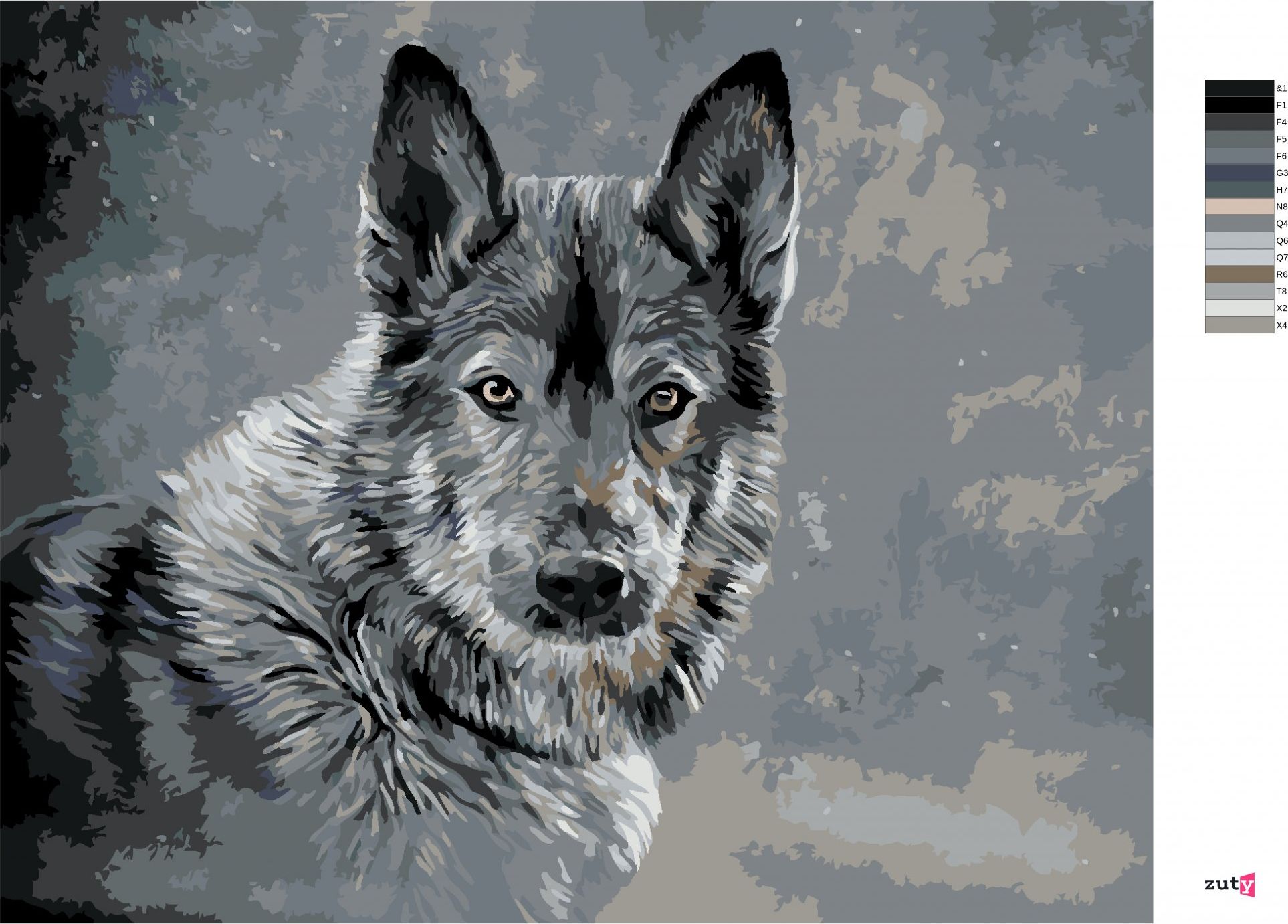 zuty Malování podle čísel - VLK NA ŠEDÉM POZADÍ - Rozměr: 40x50 cm, Rámování: Varianta: bez rámu a bez vypnutí plátna - obrázek 7