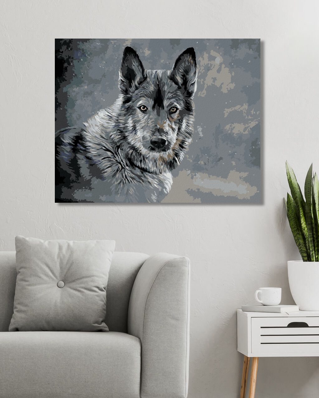 zuty Malování podle čísel - VLK NA ŠEDÉM POZADÍ - Rozměr: 40x50 cm, Rámování: Varianta: bez rámu a bez vypnutí plátna - obrázek 9