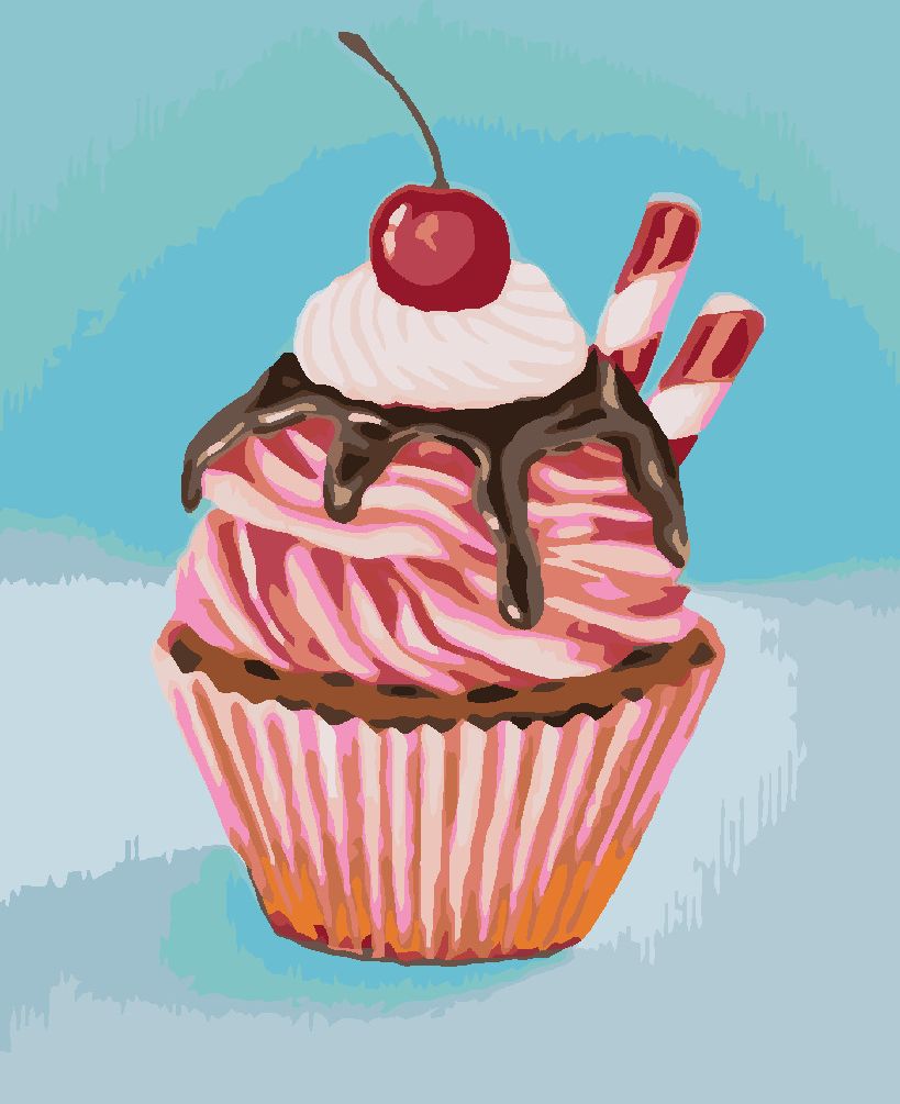 zuty Malování podle čísel - JAHODOVÝ CUPCAKE S LÉKOŘICOVOU TYČINKOU (MYROSLAVA VOLOSCHUK) - Rozměr: 40x50 cm, Rámování: Varianta: bez rámu a bez vypnutí plátna - obrázek 3