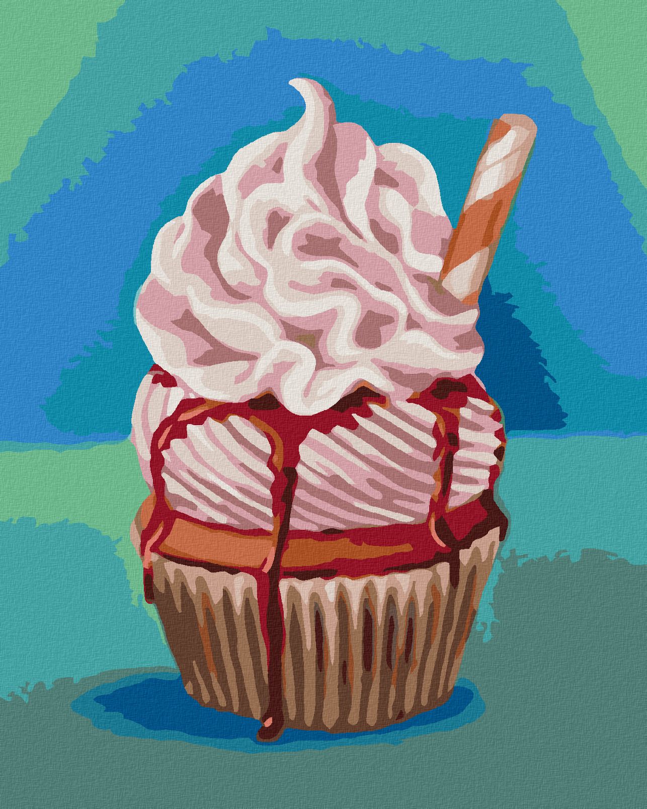 zuty Malování podle čísel - CUPCAKE SE ŠLEHAČKOU (MYROSLAVA VOLOSCHUK) - Rozměr: 40x50 cm, Rámování: Varianta: bez rámu a bez vypnutí plátna - obrázek 1