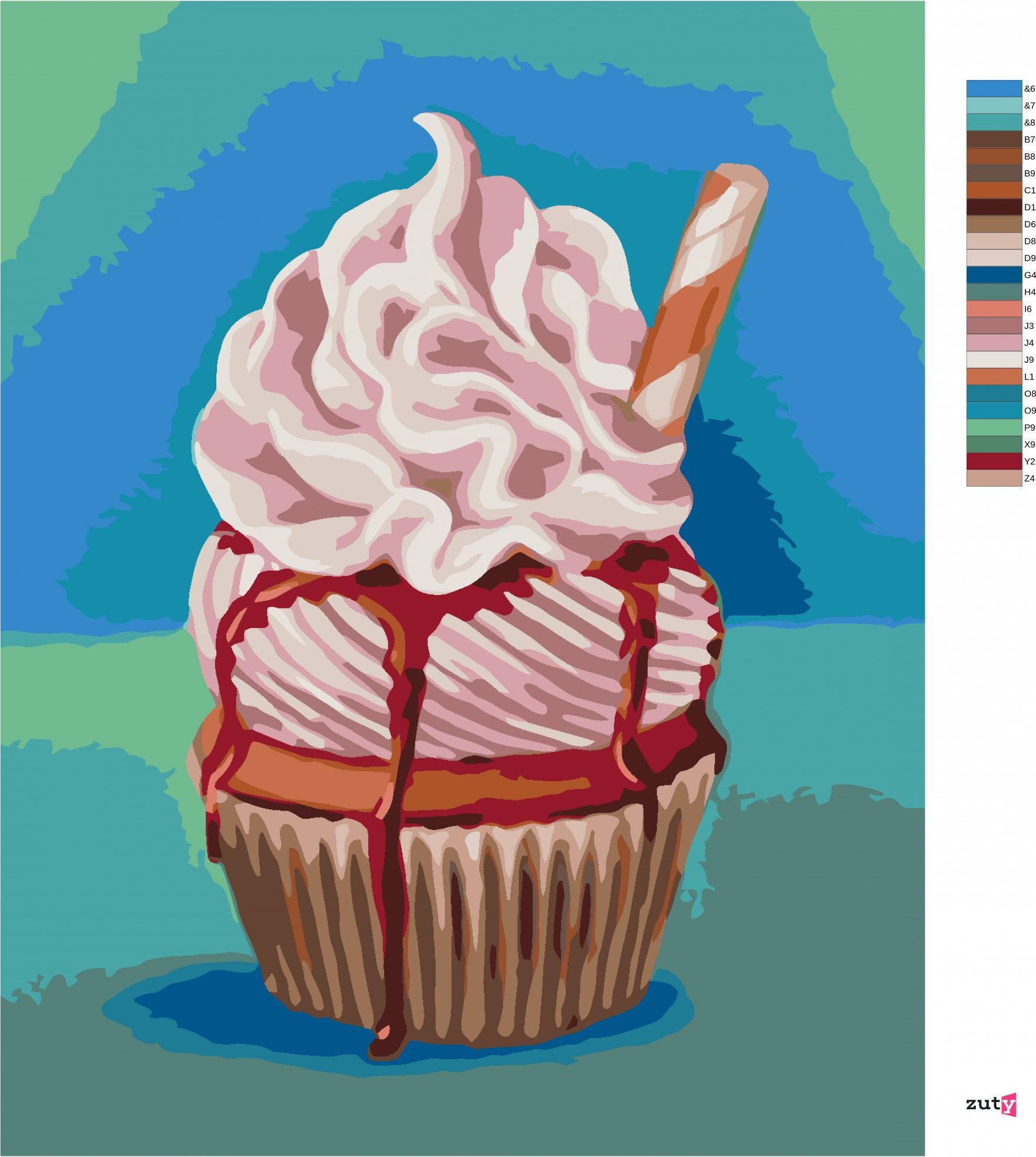 zuty Malování podle čísel - CUPCAKE SE ŠLEHAČKOU (MYROSLAVA VOLOSCHUK) - Rozměr: 40x50 cm, Rámování: Varianta: bez rámu a bez vypnutí plátna - obrázek 10