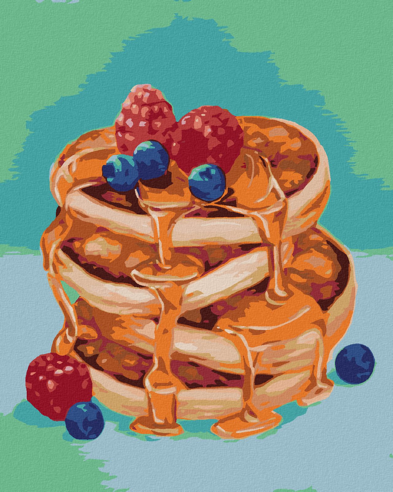 zuty Malování podle čísel - LÍVANCE SE SIRUPEM (MYROSLAVA VOLOSCHUK) - Rozměr: 40x50 cm, Rámování: Varianta: bez rámu a bez vypnutí plátna - obrázek 1