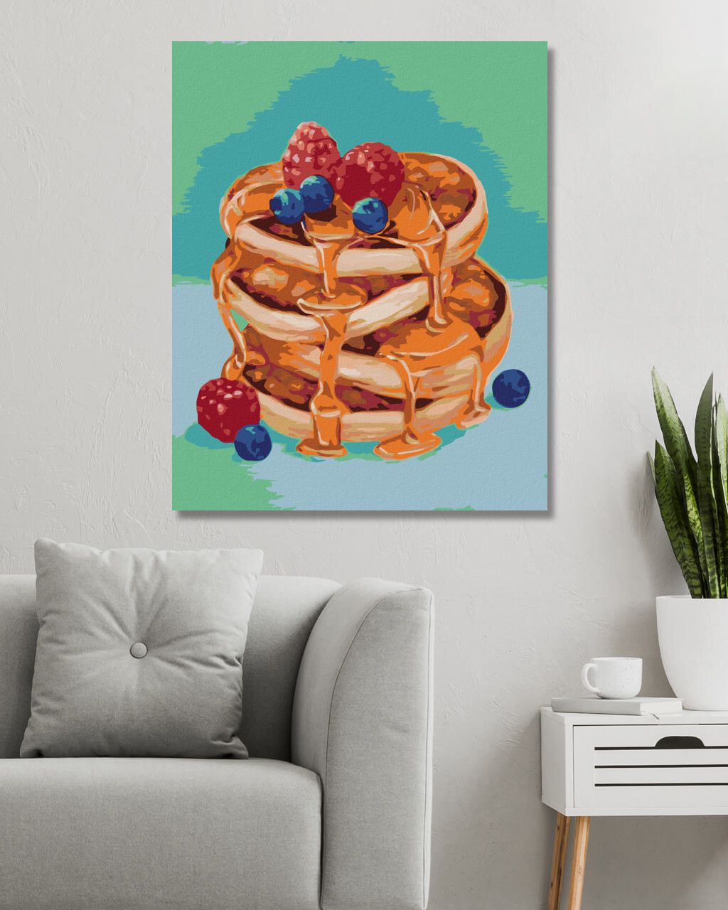 zuty Malování podle čísel - LÍVANCE SE SIRUPEM (MYROSLAVA VOLOSCHUK) - Rozměr: 40x50 cm, Rámování: Varianta: vypnuté plátno na rám - obrázek 6