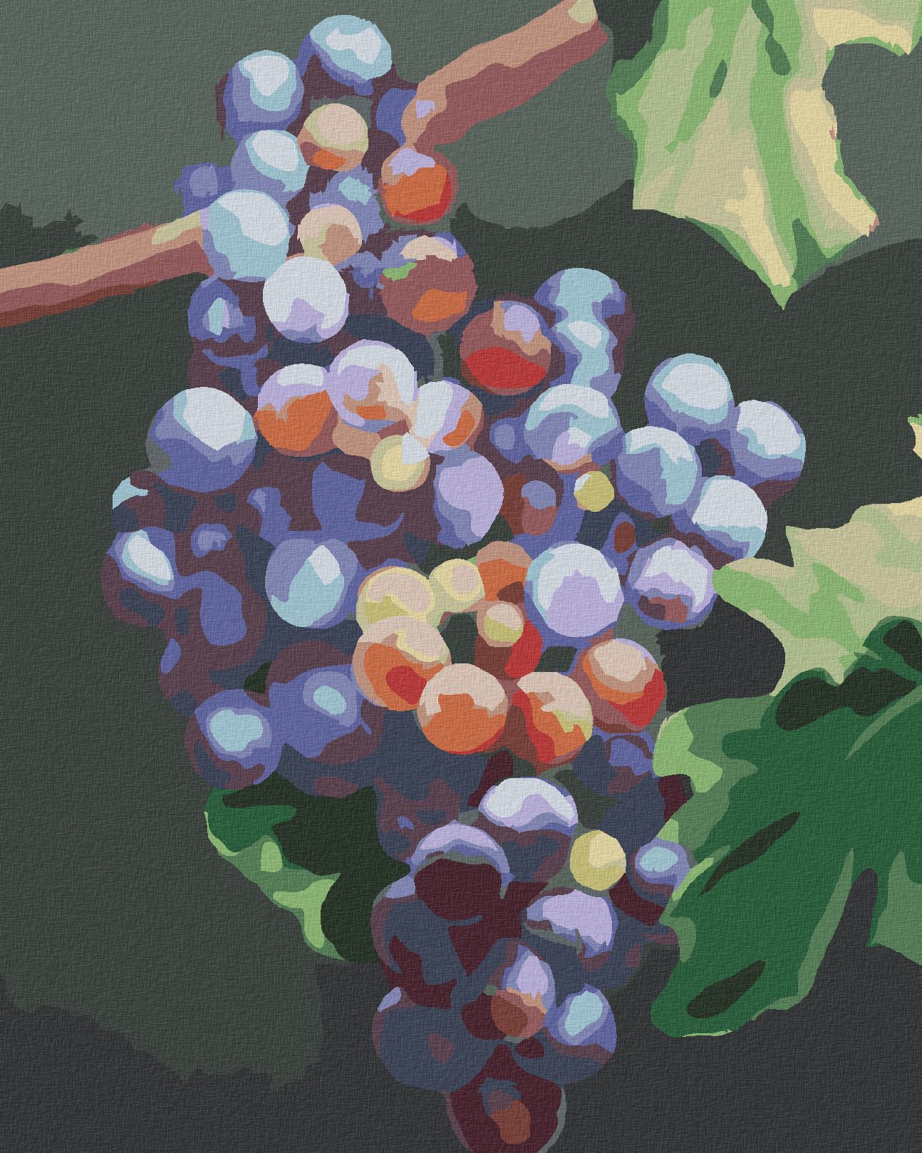zuty Malování podle čísel - MODRÉ HROZNO (MYROSLAVA VOLOSCHUK) - Rozměr: 40x50 cm, Rámování: Varianta: bez rámu a bez vypnutí plátna - obrázek 1