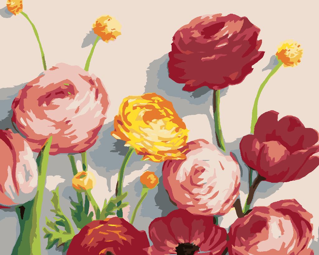 zuty Malování podle čísel - PIVOŇKY A TULIPÁNY (MYROSLAVA VOLOSCHUK) - Rozměr: 40x50 cm, Rámování: Varianta: bez rámu a bez vypnutí plátna - obrázek 4