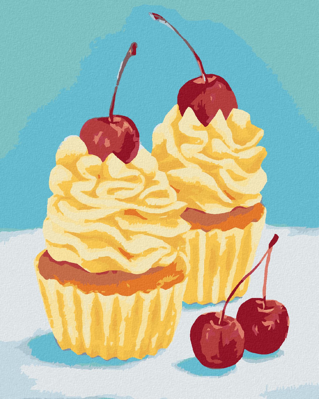 zuty Malování podle čísel - CUPCAKY S VANILKOVÝM KRÉMEM (MYROSLAVA VOLOSCHUK) - Rozměr: 40x50 cm, Rámování: Varianta: bez rámu a bez vypnutí plátna - obrázek 1