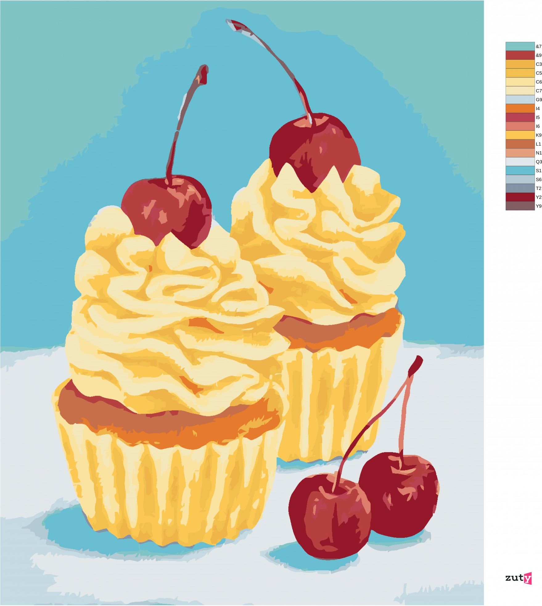 zuty Malování podle čísel - CUPCAKY S VANILKOVÝM KRÉMEM (MYROSLAVA VOLOSCHUK) - Rozměr: 40x50 cm, Rámování: Varianta: bez rámu a bez vypnutí plátna - obrázek 8