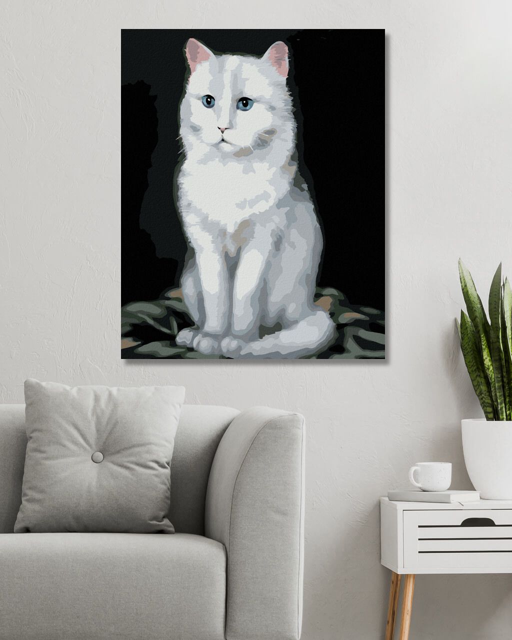 zuty Malování podle čísel - BÍLÝ KOCOUR 2 (MYROSLAVA VOLOSCHUK) - Rozměr: 40x50 cm, Rámování: Varianta: vypnuté plátno na rám - obrázek 8
