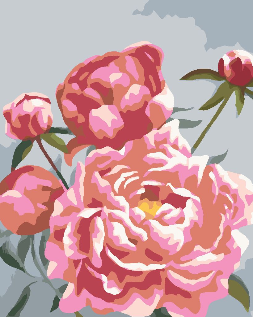 zuty Malování podle čísel - PIVOŇKY 4 (MYROSLAVA VOLOSCHUK) - Rozměr: 40x50 cm, Rámování: Varianta: bez rámu a bez vypnutí plátna - obrázek 5