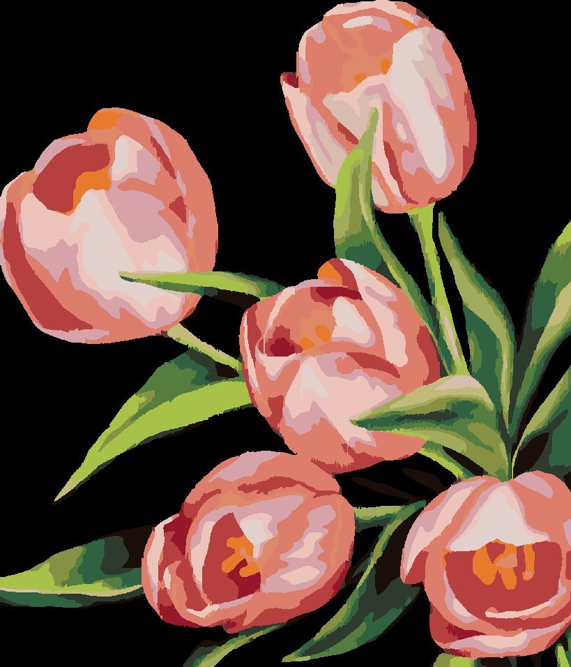 zuty Malování podle čísel - RŮŽOVÉ TULIPÁNY (MYROSLAVA VOLOSCHUK) - Rozměr: 40x50 cm, Rámování: Varianta: bez rámu a bez vypnutí plátna - obrázek 4