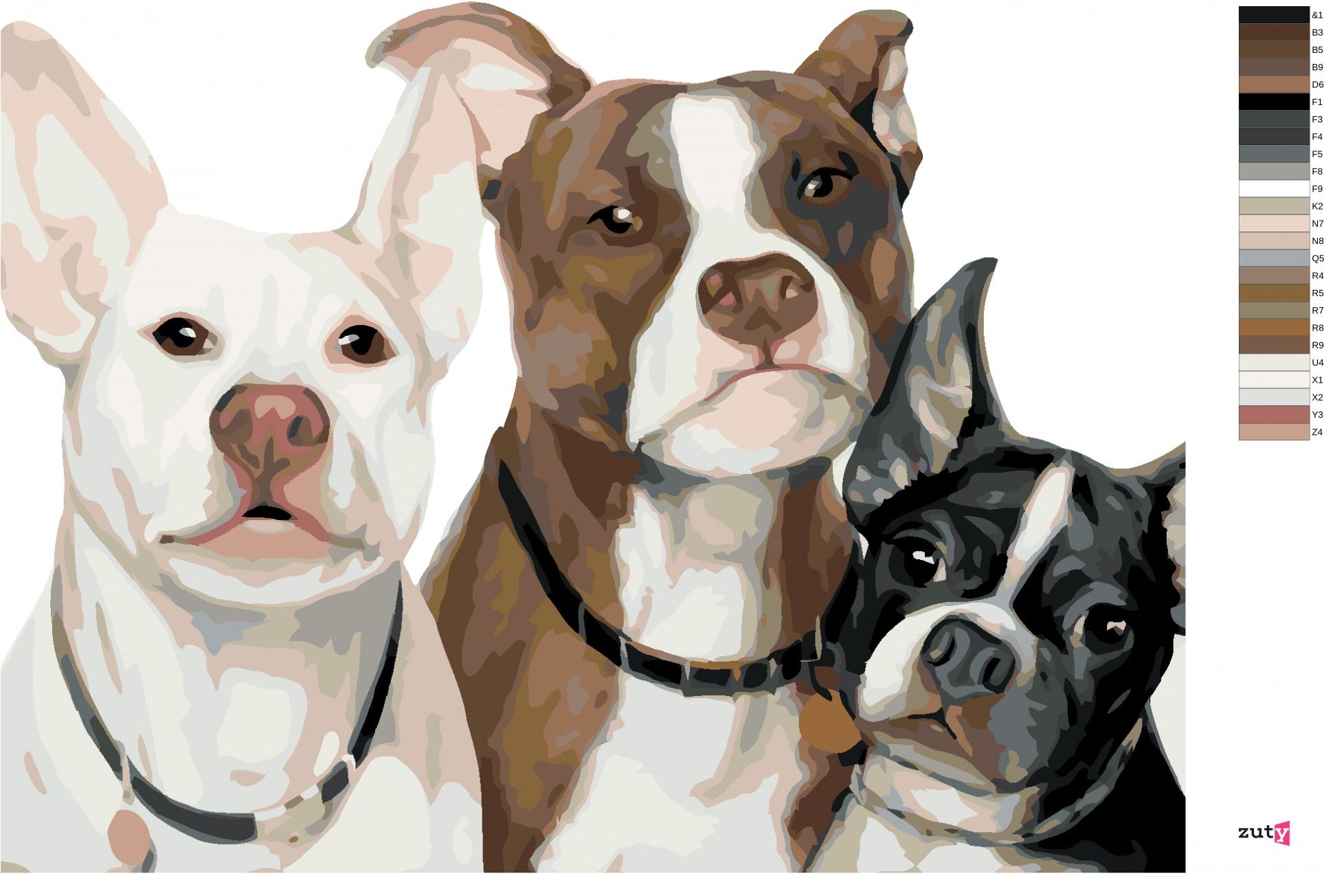 zuty Malování podle čísel - PSÍ RODINKA (MYROSLAVA VOLOSCHUK) - Rozměr: 40x50 cm, Rámování: Varianta: vypnuté plátno na rám - obrázek 5