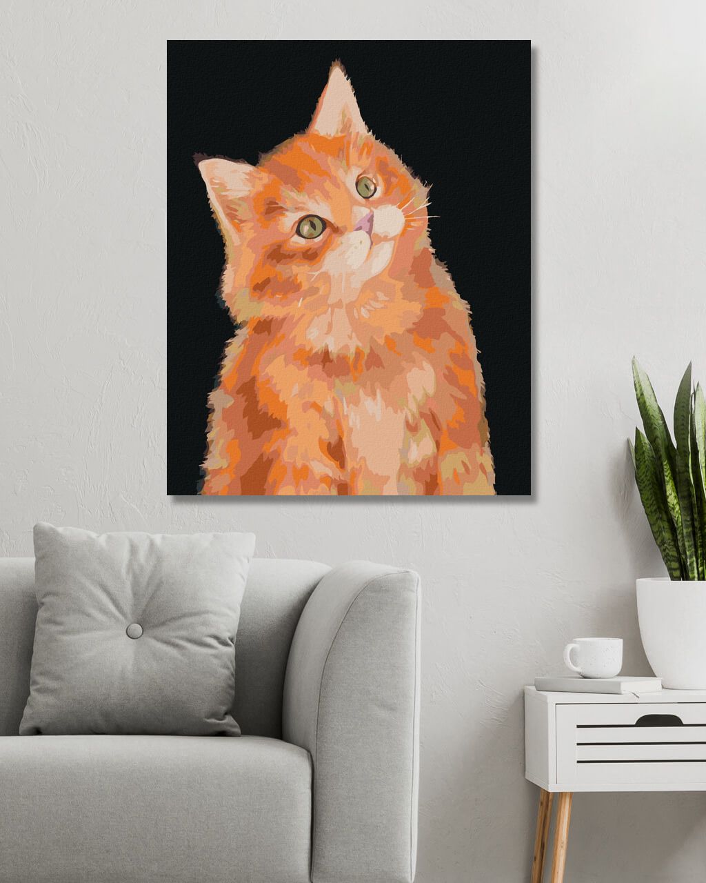 zuty Malování podle čísel - ZRZAVÝ KOCOUR NA TMAVÉM POZADÍ (MYROSLAVA VOLOSCHUK) - Rozměr: 40x50 cm, Rámování: Varianta: vypnuté plátno na rám - obrázek 3