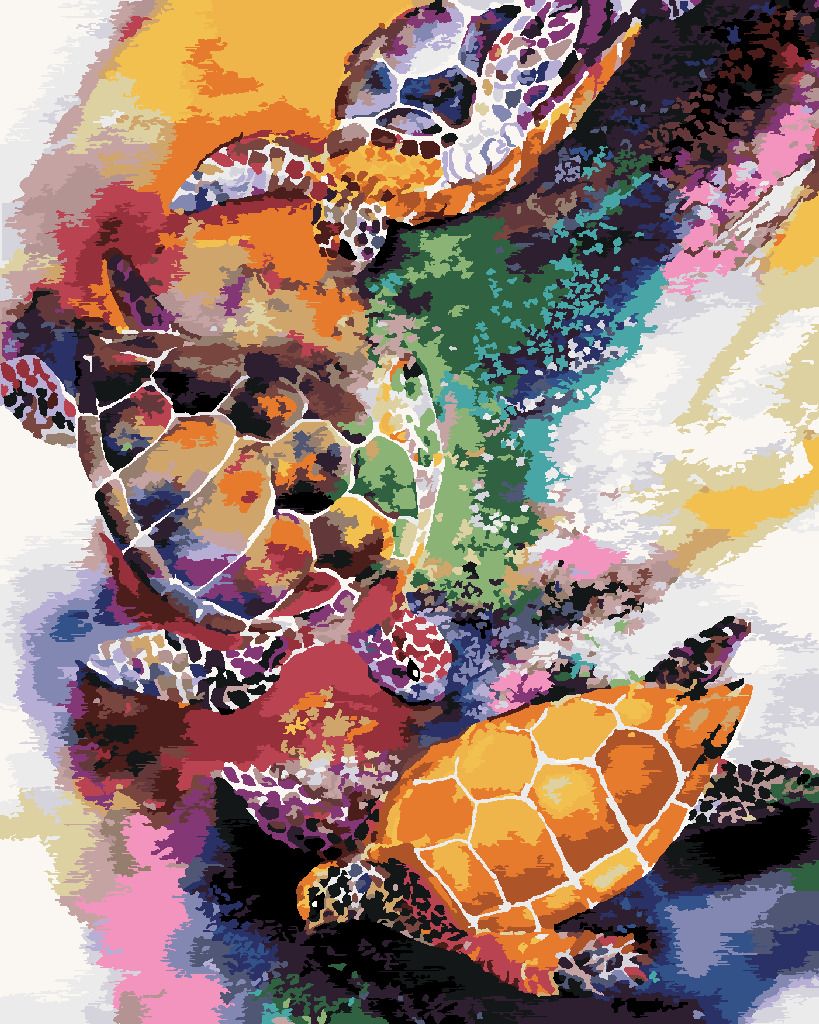 zuty Malování podle čísel - BAREVNÉ ŽELVY VE VODĚ - Rozměr: 40x50 cm, Rámování: Varianta: bez rámu a bez vypnutí plátna - obrázek 10