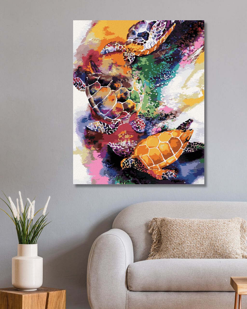 zuty Malování podle čísel - BAREVNÉ ŽELVY VE VODĚ - Rozměr: 40x50 cm, Rámování: Varianta: vypnuté plátno na rám - obrázek 6