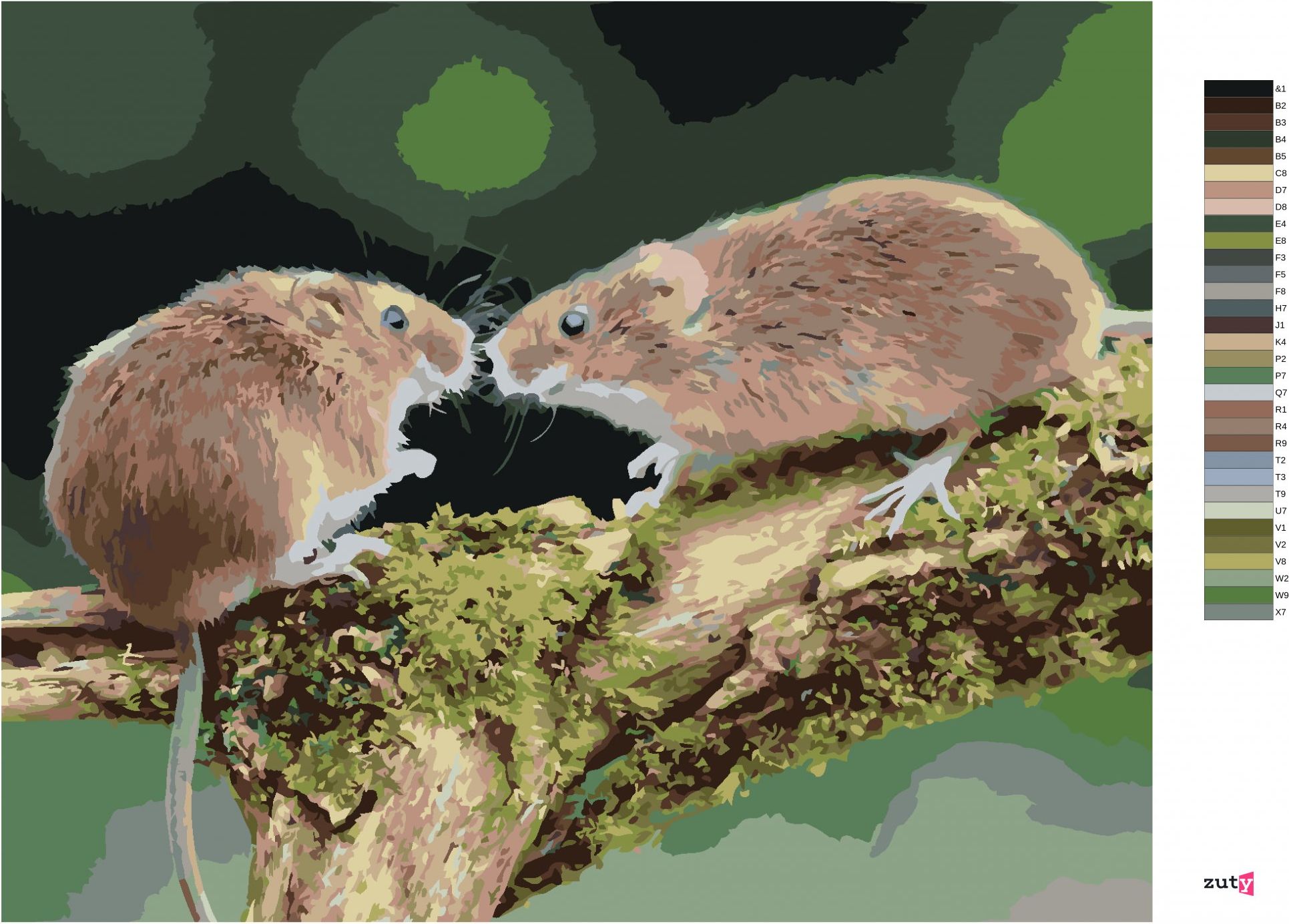 zuty Malování podle čísel - DVĚ MYŠKY V LESE - Rozměr: 40x50 cm, Rámování: Varianta: bez rámu a bez vypnutí plátna - obrázek 6