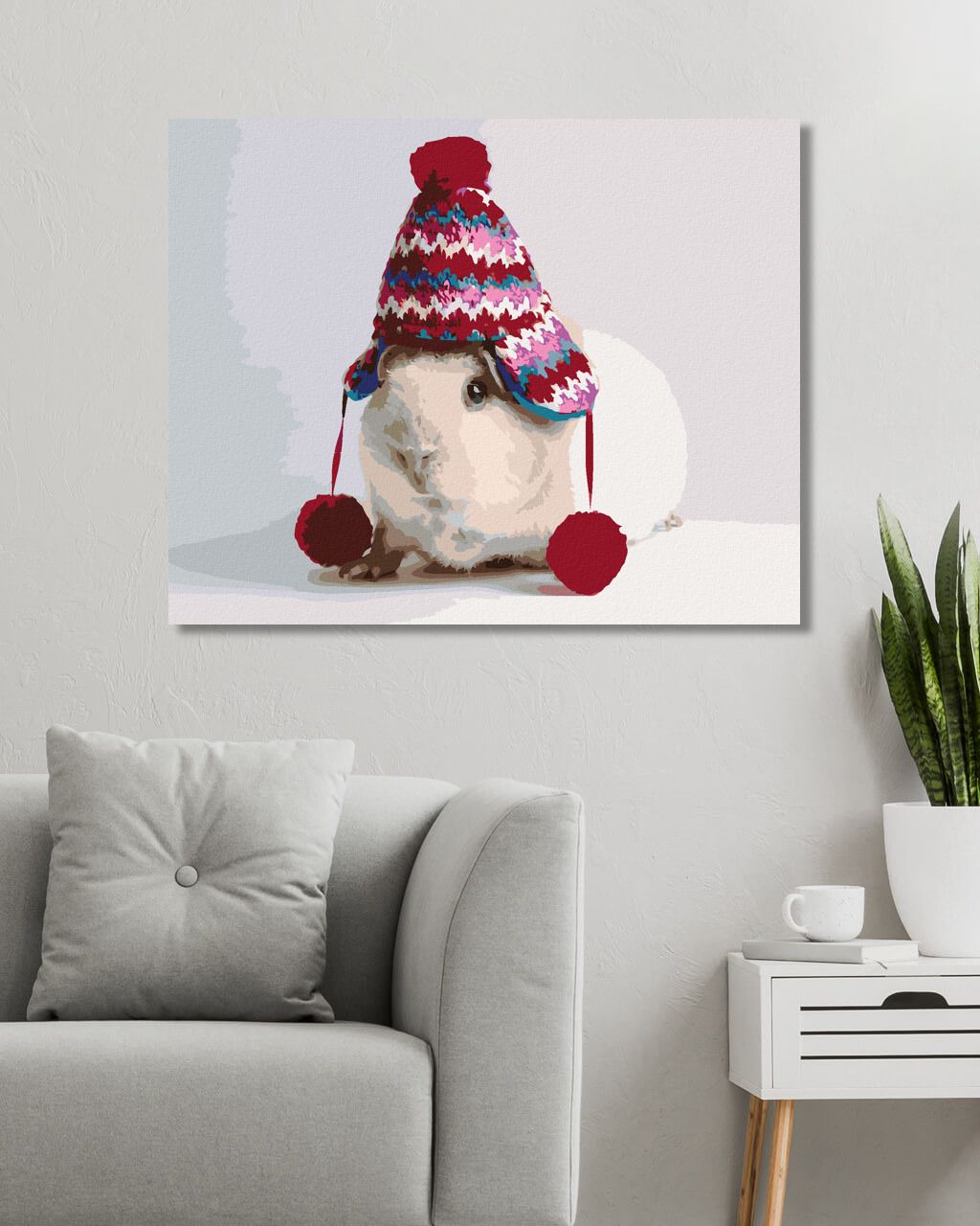 zuty Malování podle čísel - MORČE VE VÁNOČNÍ ČEPICI - Rozměr: 40x50 cm, Rámování: Varianta: bez rámu a bez vypnutí plátna - obrázek 4
