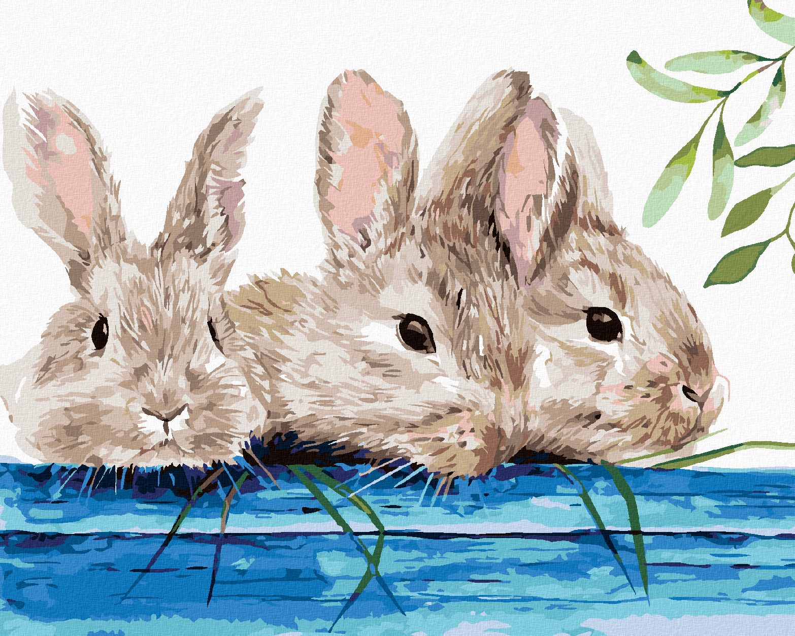zuty Malování podle čísel - KRÁLÍCI U PLOTU - Rozměr: 40x50 cm, Rámování: Varianta: bez rámu a bez vypnutí plátna - obrázek 1