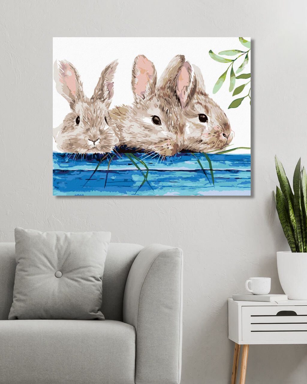 zuty Malování podle čísel - KRÁLÍCI U PLOTU - Rozměr: 40x50 cm, Rámování: Varianta: bez rámu a bez vypnutí plátna - obrázek 3
