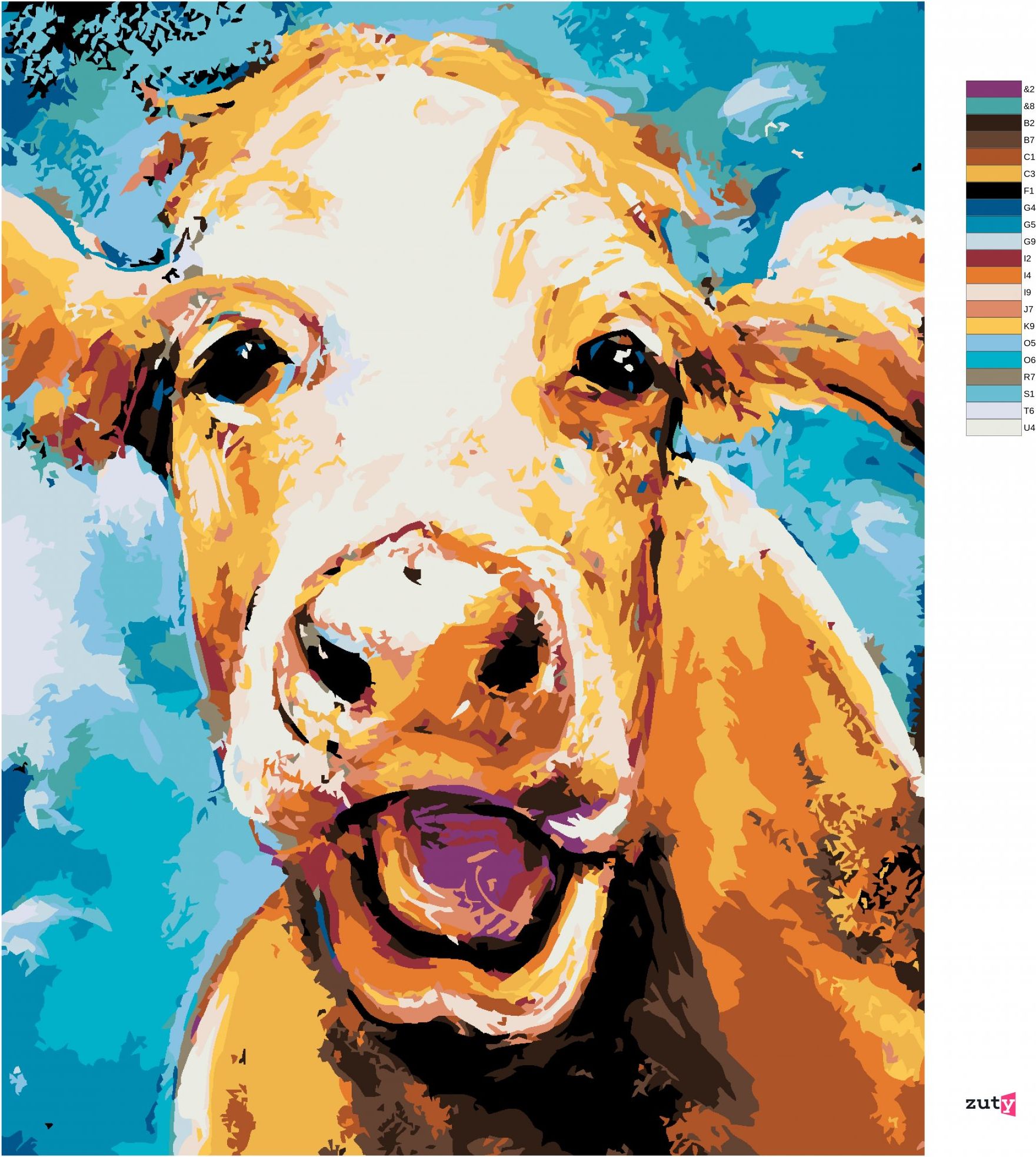 zuty Malování podle čísel - KRÁVA - Rozměr: 40x50 cm, Rámování: Varianta: vypnuté plátno na rám - obrázek 3