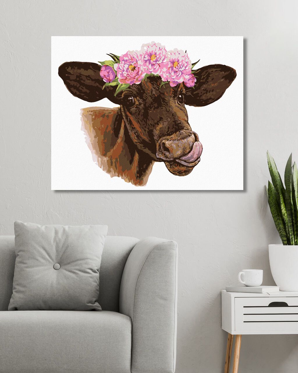 zuty Malování podle čísel - KRÁVA S VYPLÁZNUTÝM JAZYKEM - Rozměr: 40x50 cm, Rámování: Varianta: vypnuté plátno na rám - obrázek 8