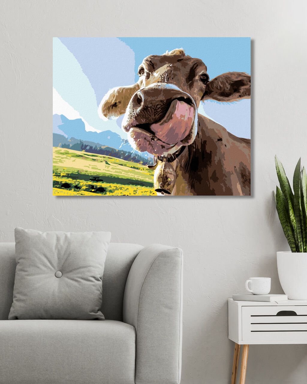 zuty Malování podle čísel - OLIZUJÍCÍ SE KRÁVA - Rozměr: 40x50 cm, Rámování: Varianta: bez rámu a bez vypnutí plátna - obrázek 6