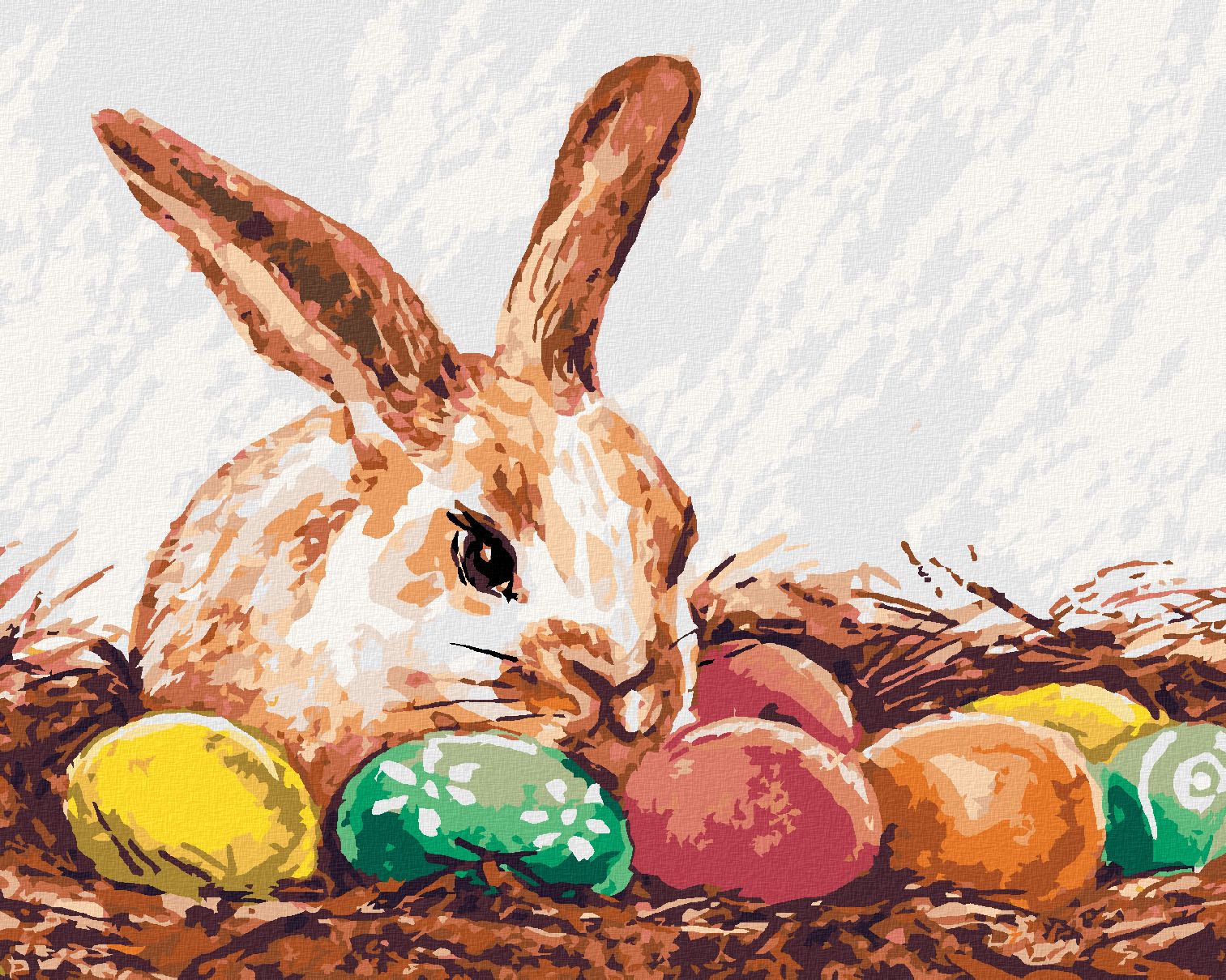 zuty Malování podle čísel - KRÁLÍK A BAREVNÉ VAJÍČKA - Rozměr: 40x50 cm, Rámování: Varianta: bez rámu a bez vypnutí plátna - obrázek 1
