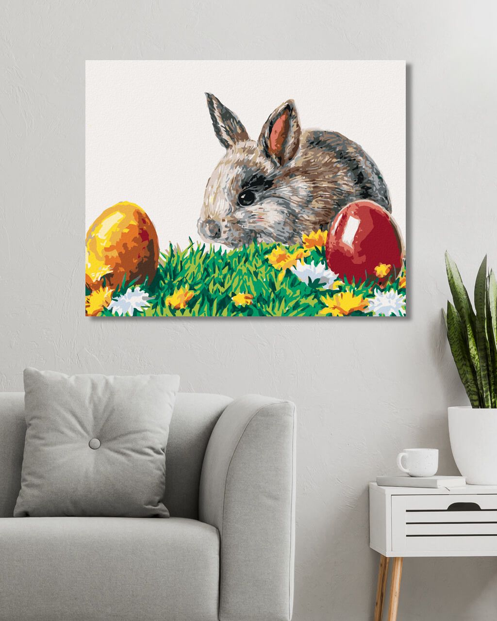 zuty Malování podle čísel - KRÁLÍK A VELIKONOČNÍ VAJÍČKA - Rozměr: 40x50 cm, Rámování: Varianta: vypnuté plátno na rám - obrázek 7