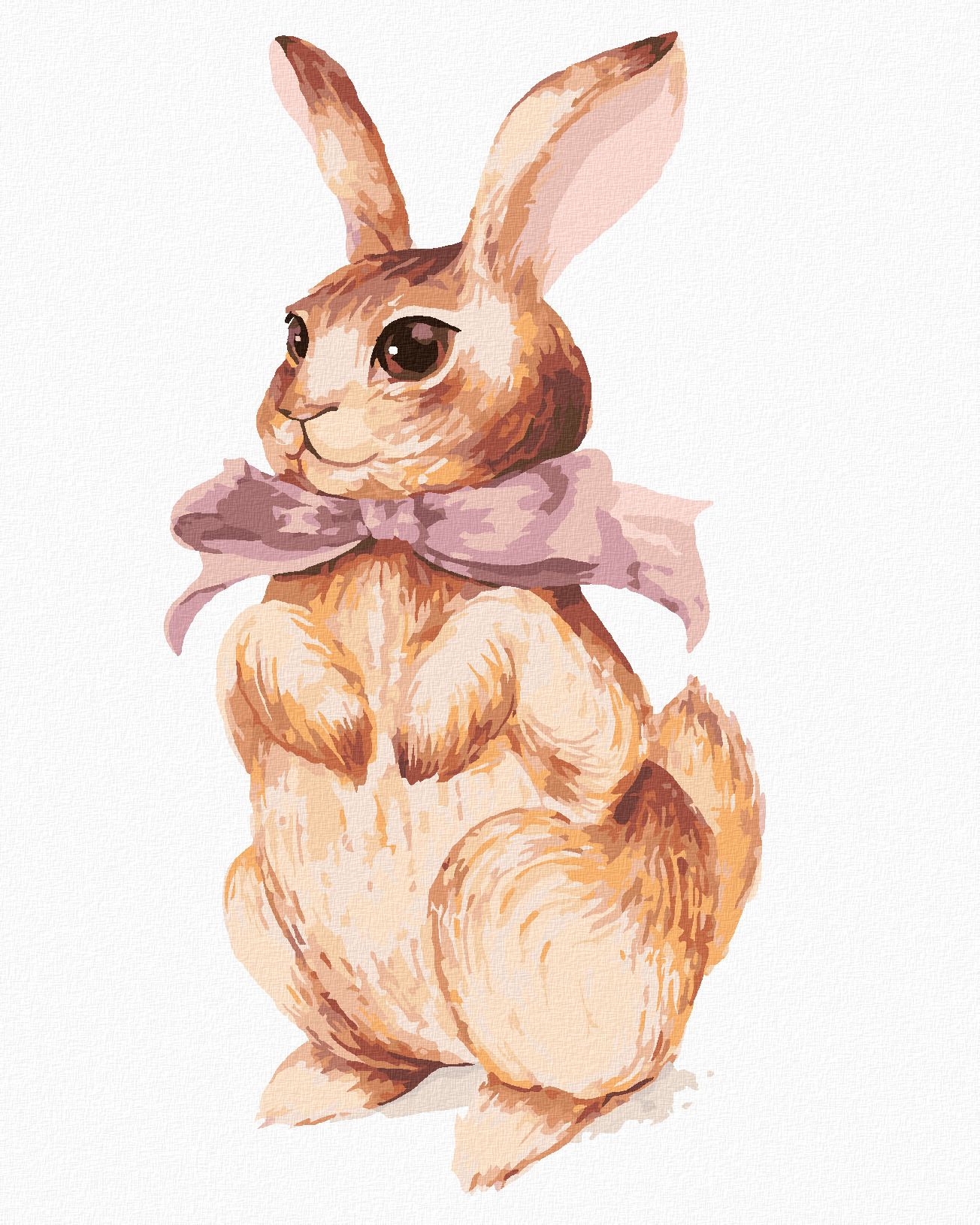 zuty Malování podle čísel - KRÁLÍK S RŮŽOVOU MAŠLIČKOU - Rozměr: 40x50 cm, Rámování: Varianta: bez rámu a bez vypnutí plátna - obrázek 1