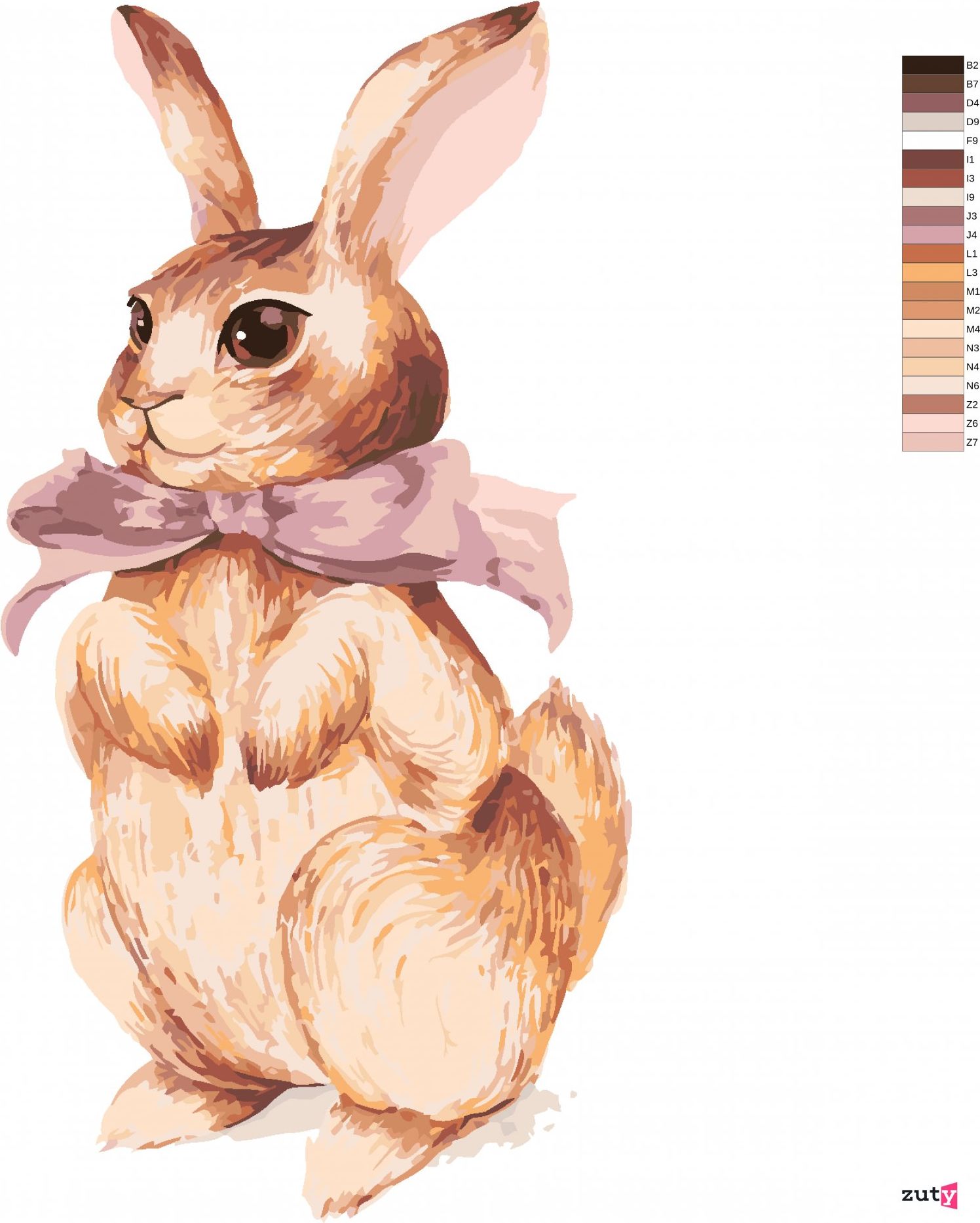 zuty Malování podle čísel - KRÁLÍK S RŮŽOVOU MAŠLIČKOU - Rozměr: 40x50 cm, Rámování: Varianta: bez rámu a bez vypnutí plátna - obrázek 10