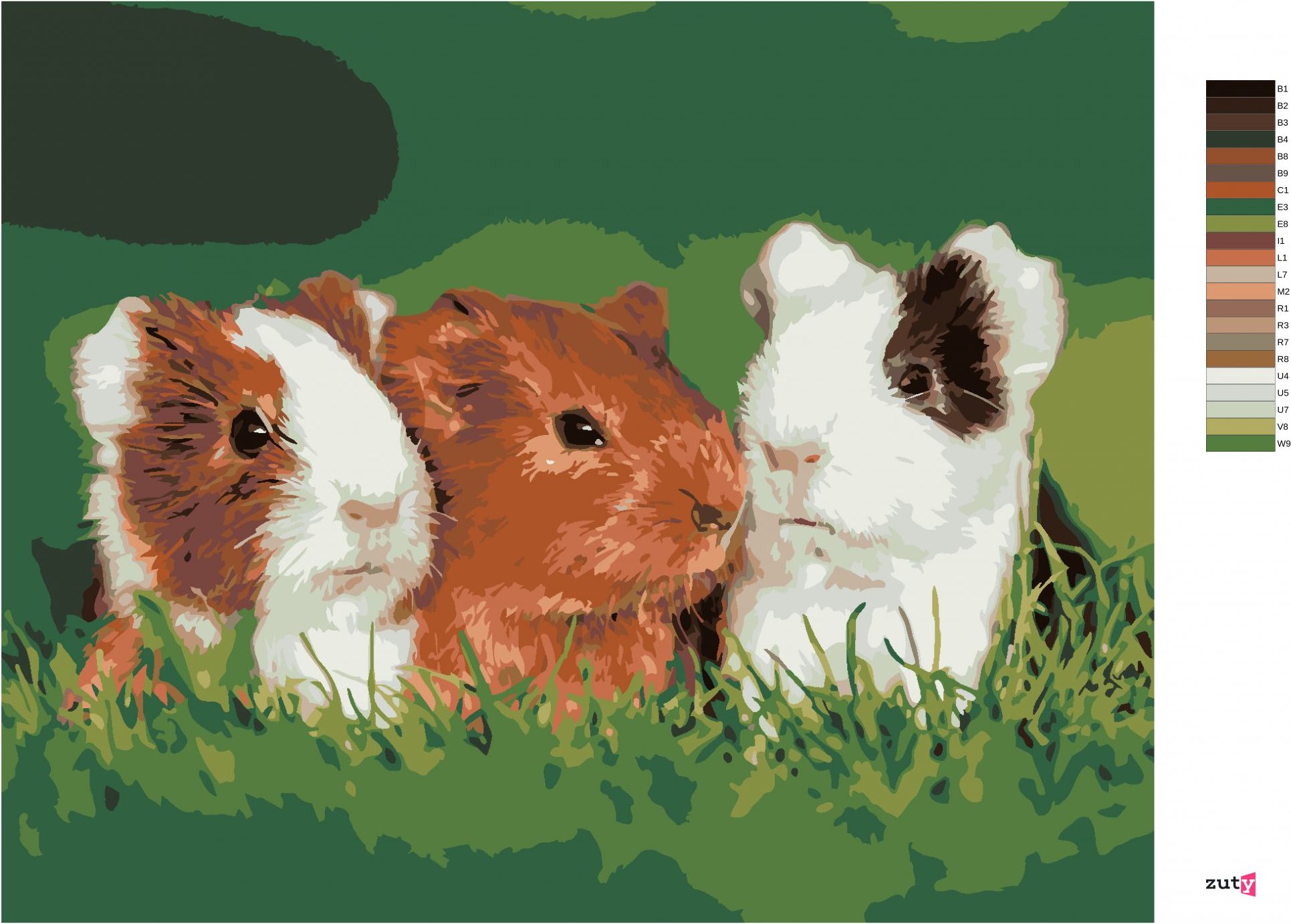 zuty Malování podle čísel - MORČATA V TRÁVĚ - Rozměr: 40x50 cm, Rámování: Varianta: bez rámu a bez vypnutí plátna - obrázek 10
