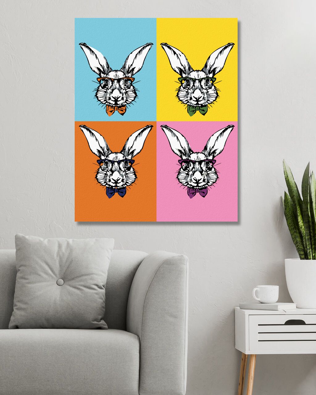 zuty Malování podle čísel - POP-ART KRÁLÍCI S BRÝLEMI - Rozměr: 40x50 cm, Rámování: Varianta: vypnuté plátno na rám - obrázek 9