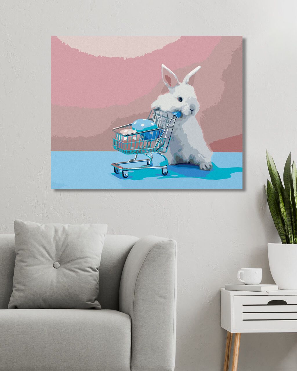 zuty Malování podle čísel - KRÁLÍK A NÁKUPNÍ VOZÍK - Rozměr: 40x50 cm, Rámování: Varianta: bez rámu a bez vypnutí plátna - obrázek 4