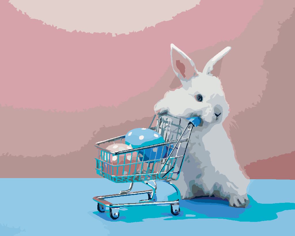 zuty Malování podle čísel - KRÁLÍK A NÁKUPNÍ VOZÍK - Rozměr: 40x50 cm, Rámování: Varianta: bez rámu a bez vypnutí plátna - obrázek 8