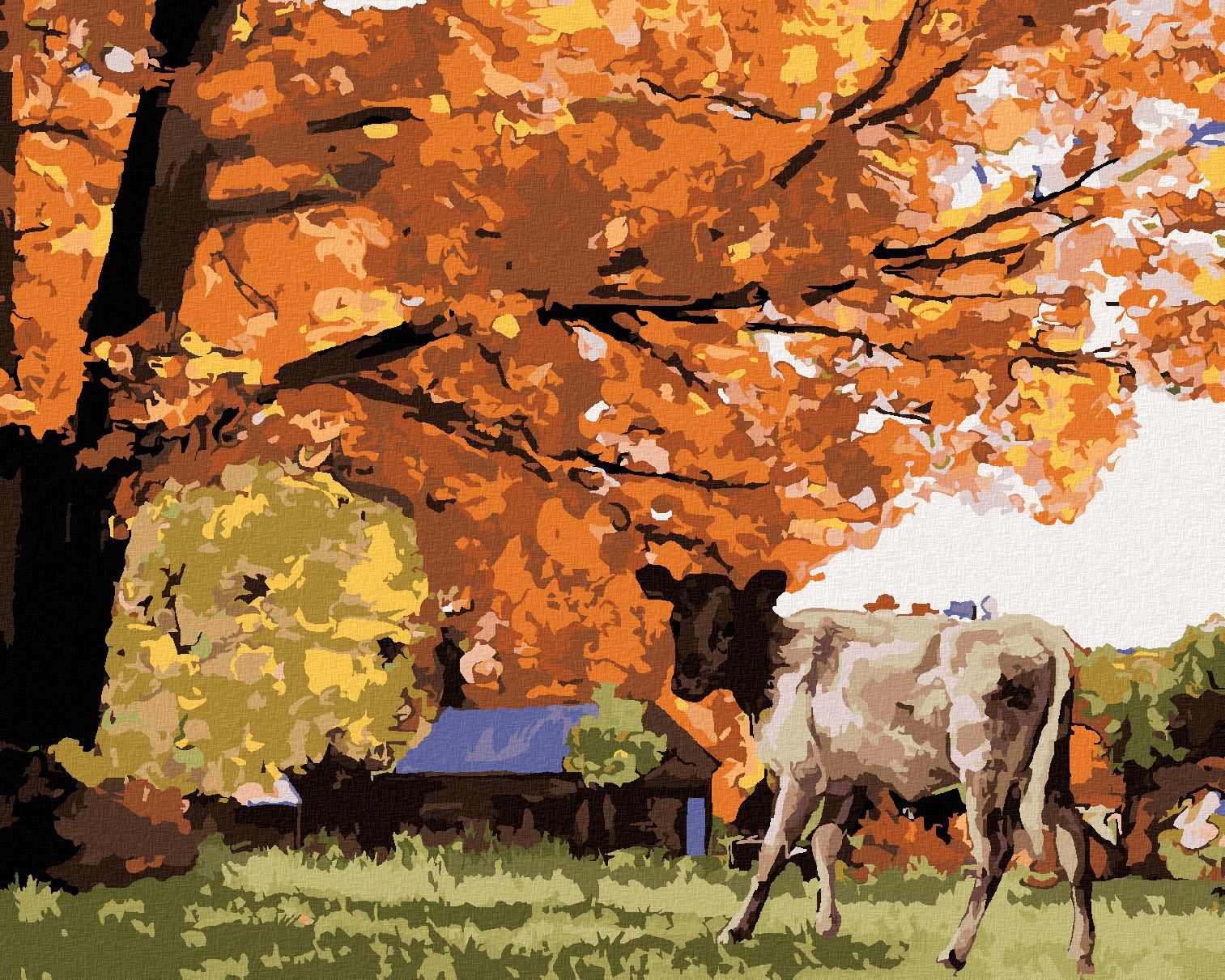zuty Malování podle čísel - KRÁVA POD STROMEM - Rozměr: 40x50 cm, Rámování: Varianta: vypnuté plátno na rám - obrázek 1
