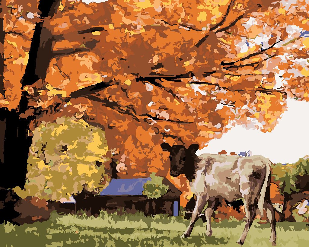 zuty Malování podle čísel - KRÁVA POD STROMEM - Rozměr: 40x50 cm, Rámování: Varianta: vypnuté plátno na rám - obrázek 6