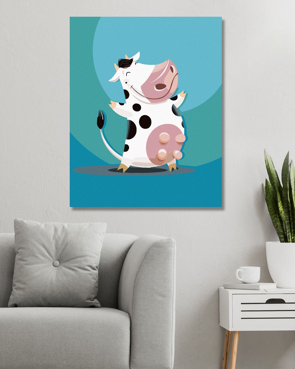 zuty Malování podle čísel - USMÍVAJÍCÍ SE KRÁVA - Rozměr: 40x50 cm, Rámování: Varianta: bez rámu a bez vypnutí plátna - obrázek 2
