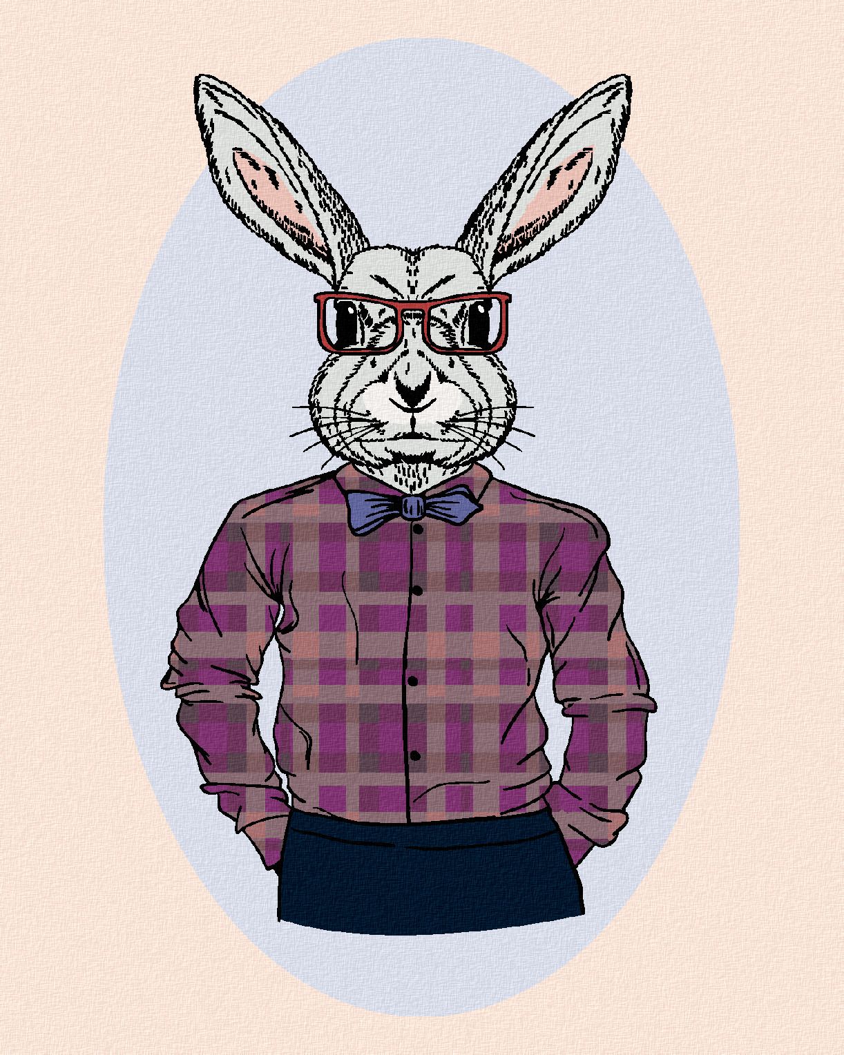 zuty Malování podle čísel - KRÁLÍK HIPSTER - Rozměr: 40x50 cm, Rámování: Varianta: vypnuté plátno na rám - obrázek 1