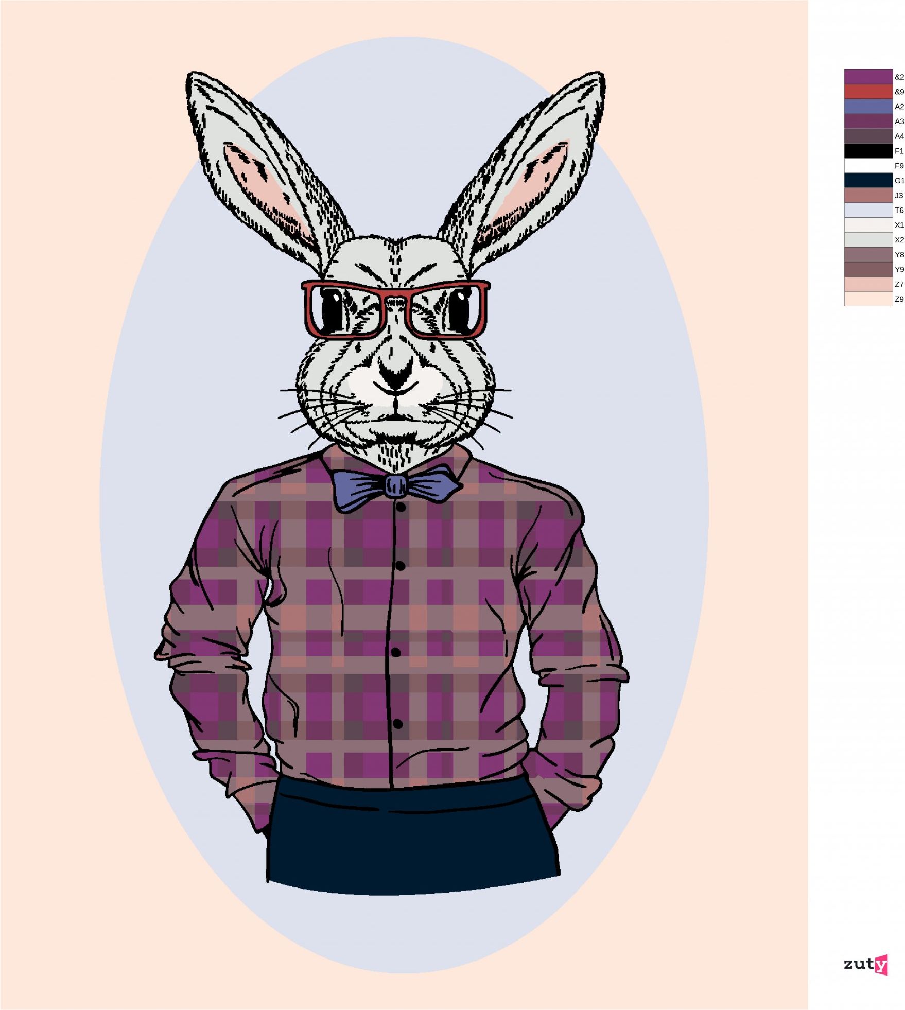 zuty Malování podle čísel - KRÁLÍK HIPSTER - Rozměr: 40x50 cm, Rámování: Varianta: vypnuté plátno na rám - obrázek 8
