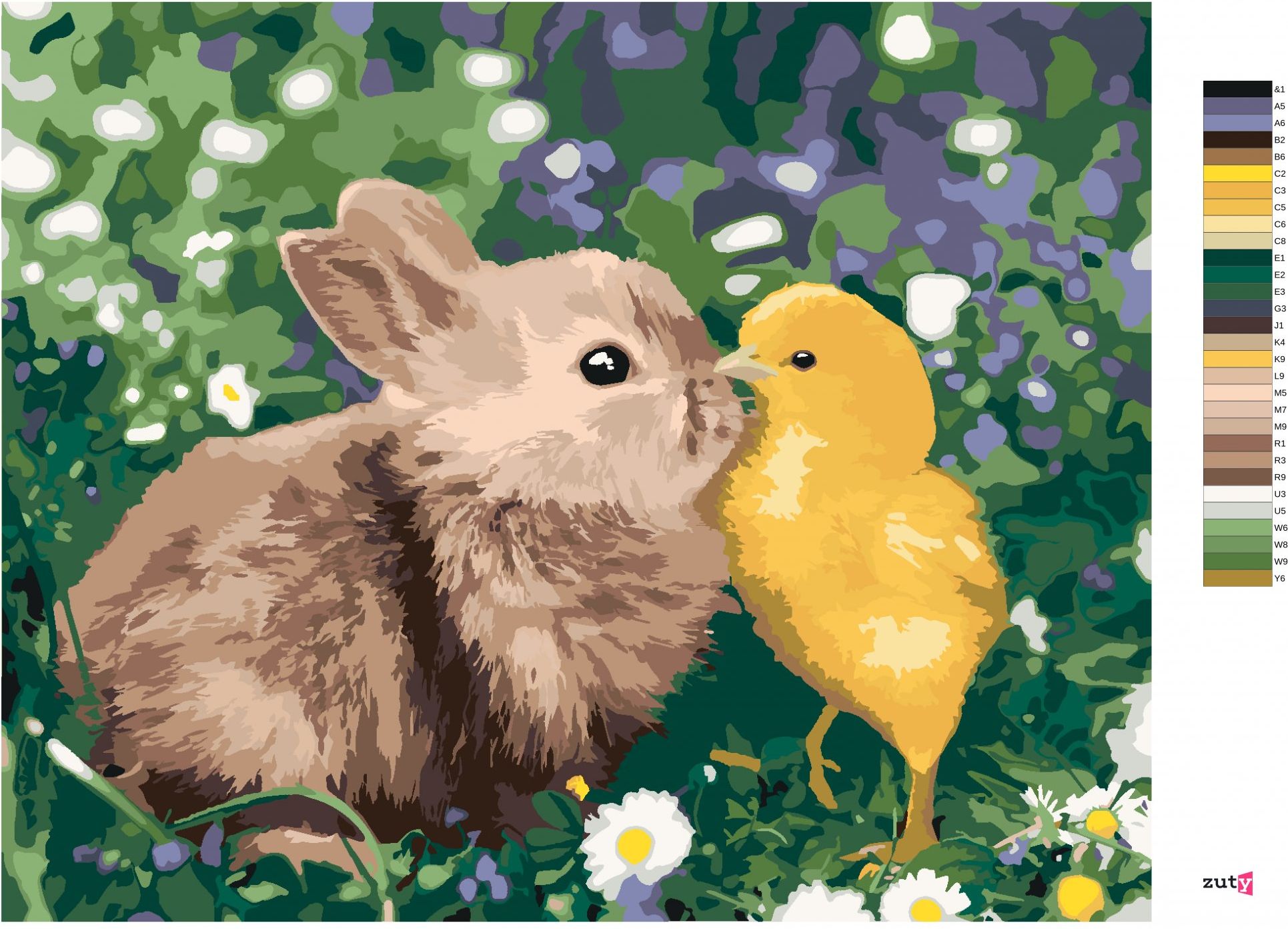 zuty Malování podle čísel - KRÁLÍK A KUŘÁTKO - Rozměr: 40x50 cm, Rámování: Varianta: vypnuté plátno na rám - obrázek 7